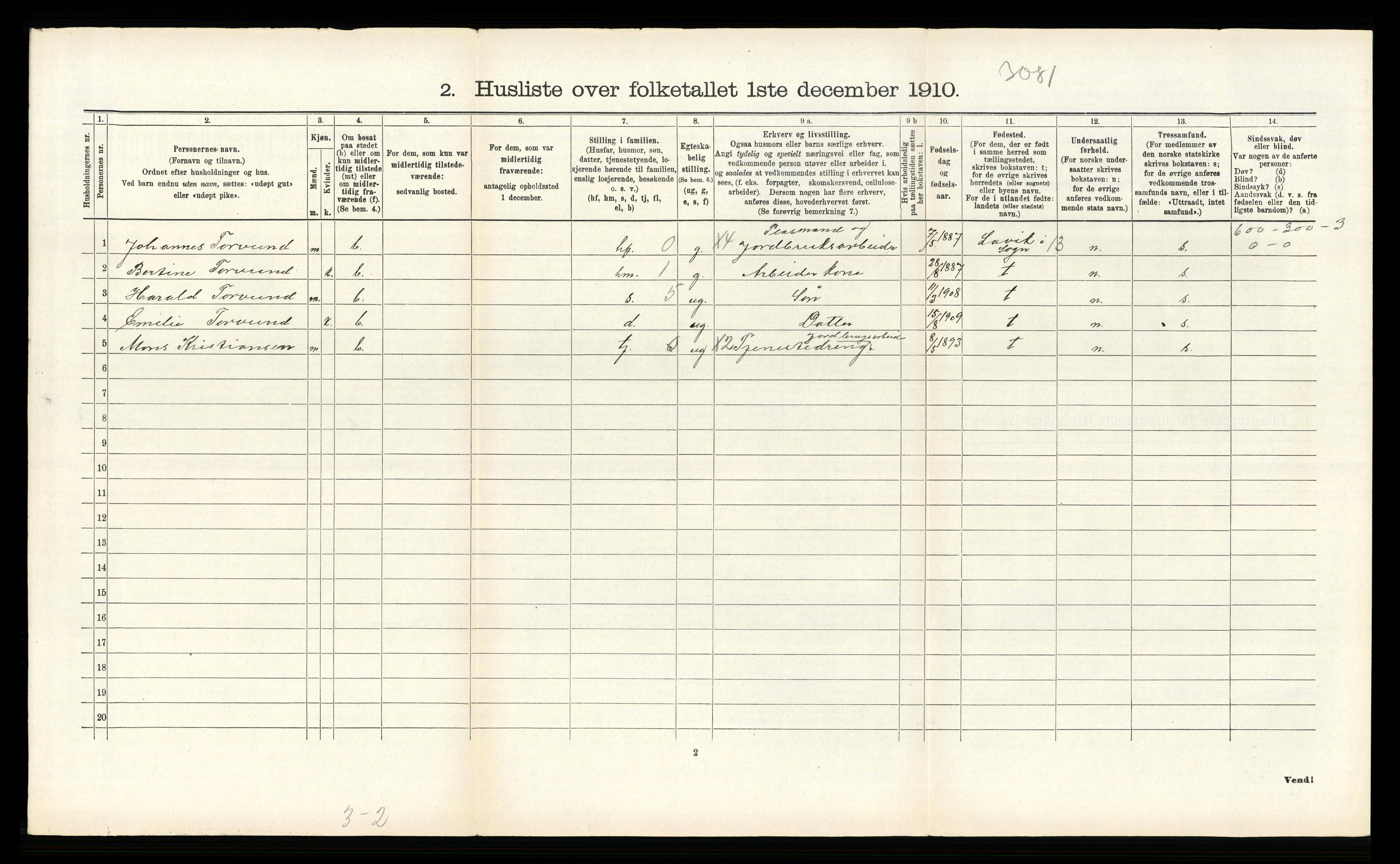 RA, 1910 census for Ytre Holmedal, 1910, p. 1151