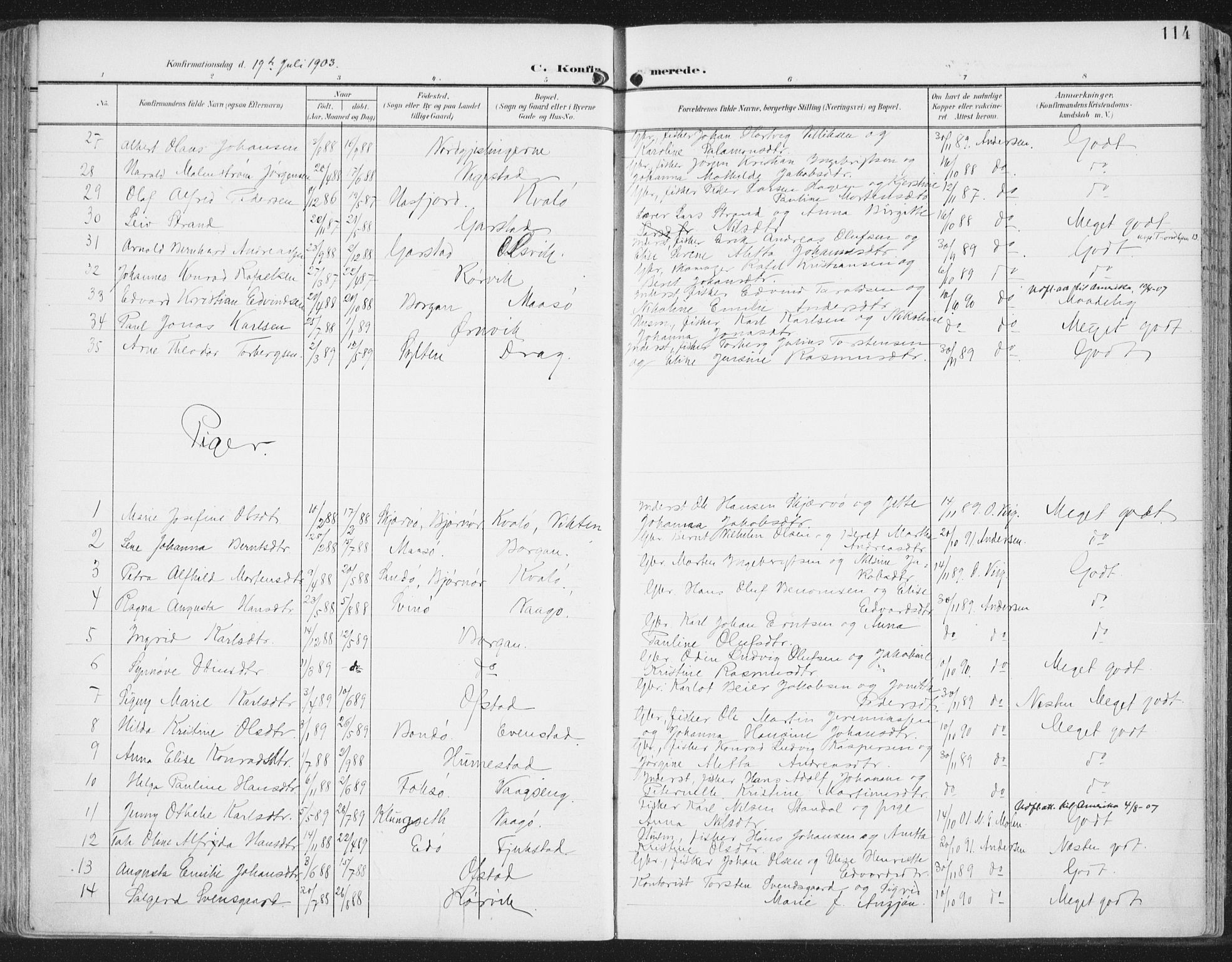 Ministerialprotokoller, klokkerbøker og fødselsregistre - Nord-Trøndelag, AV/SAT-A-1458/786/L0688: Parish register (official) no. 786A04, 1899-1912, p. 114