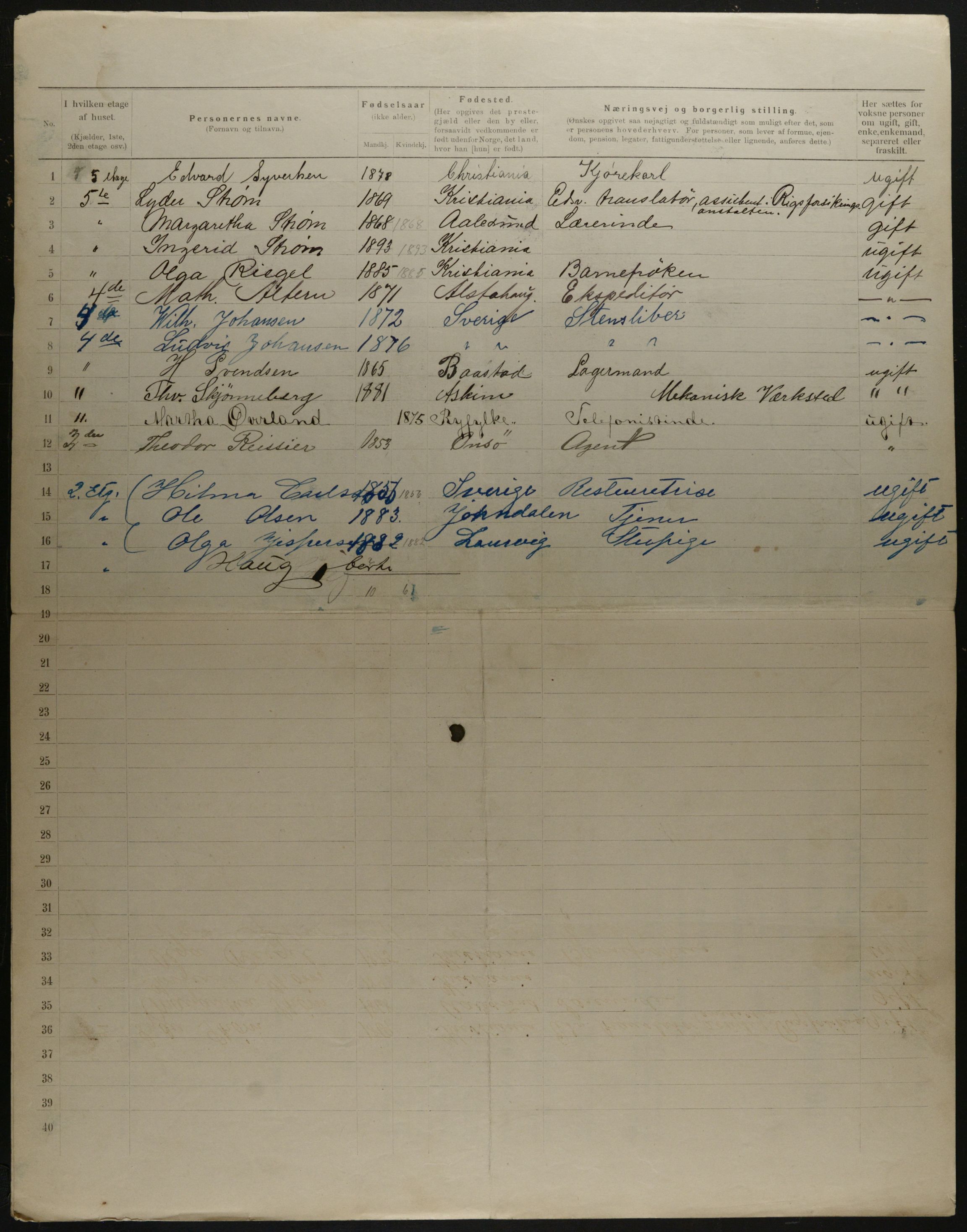 OBA, Municipal Census 1901 for Kristiania, 1901, p. 16466