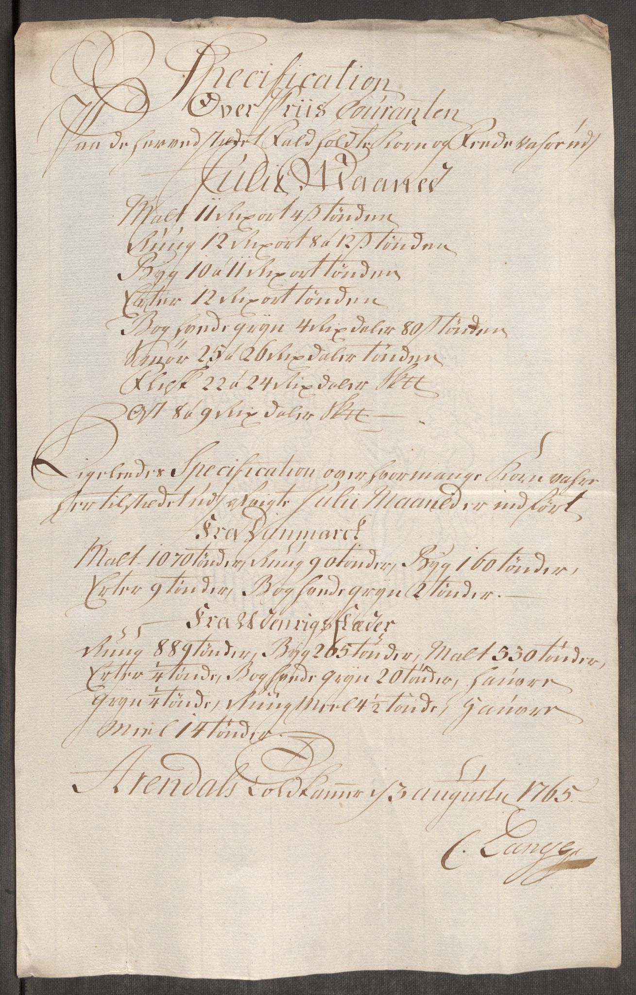 Rentekammeret inntil 1814, Realistisk ordnet avdeling, RA/EA-4070/Oe/L0008: [Ø1]: Priskuranter, 1764-1768, p. 441