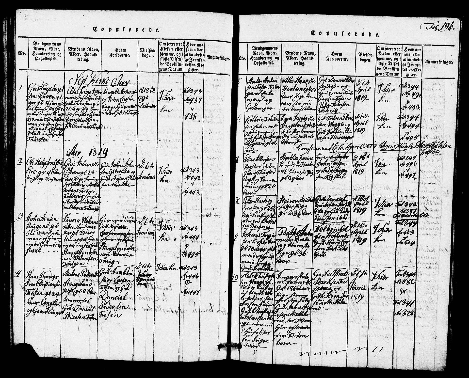 Avaldsnes sokneprestkontor, SAST/A -101851/H/Ha/Hab/L0001: Parish register (copy) no. B 1, 1816-1825, p. 196