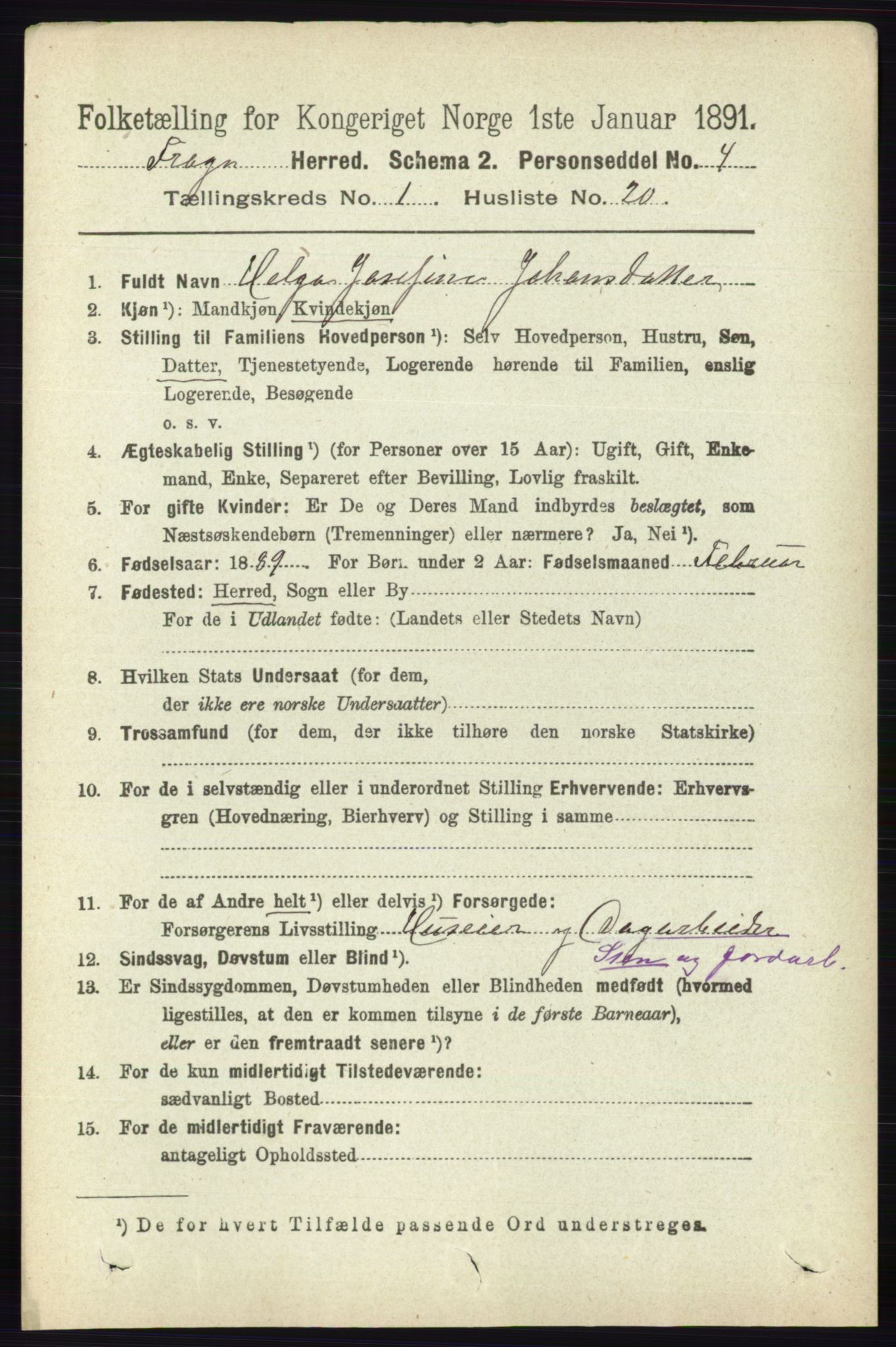 RA, 1891 census for 0215 Frogn, 1891, p. 247