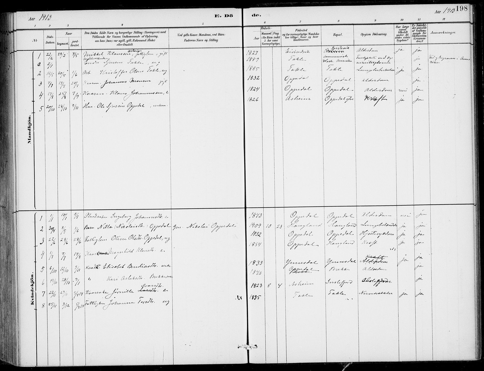 Gulen sokneprestembete, AV/SAB-A-80201/H/Haa/Haac/L0002: Parish register (official) no. C  2, 1882-1914, p. 198