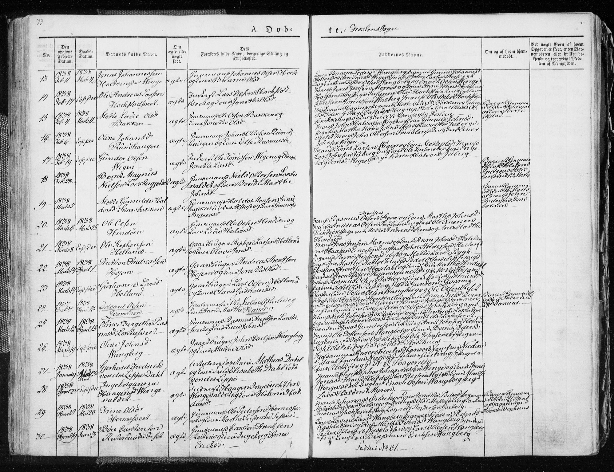Ministerialprotokoller, klokkerbøker og fødselsregistre - Nord-Trøndelag, SAT/A-1458/713/L0114: Parish register (official) no. 713A05, 1827-1839, p. 73