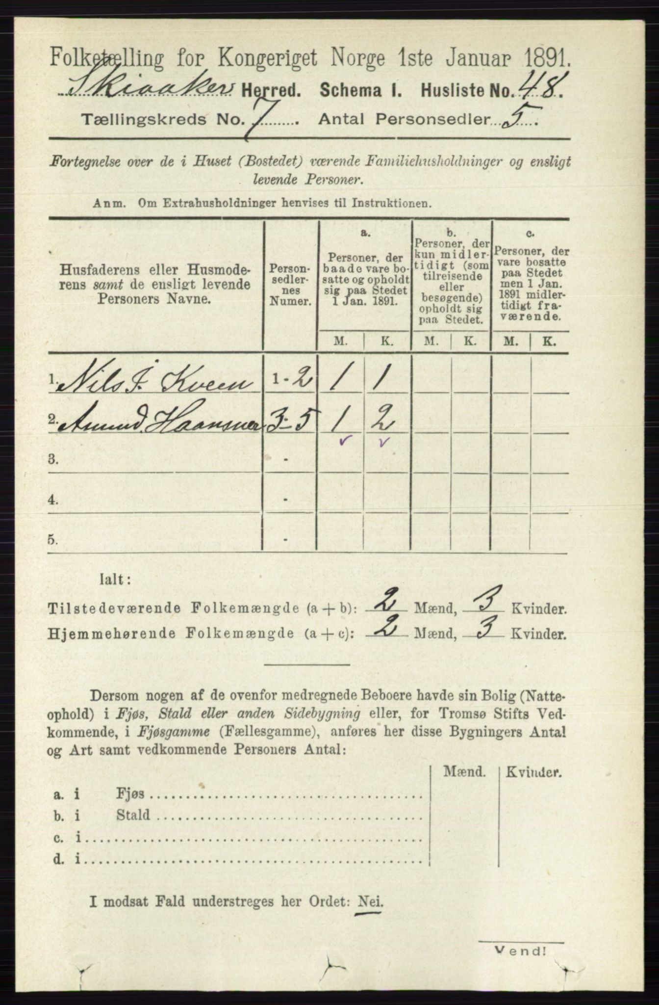 RA, 1891 census for 0513 Skjåk, 1891, p. 2289