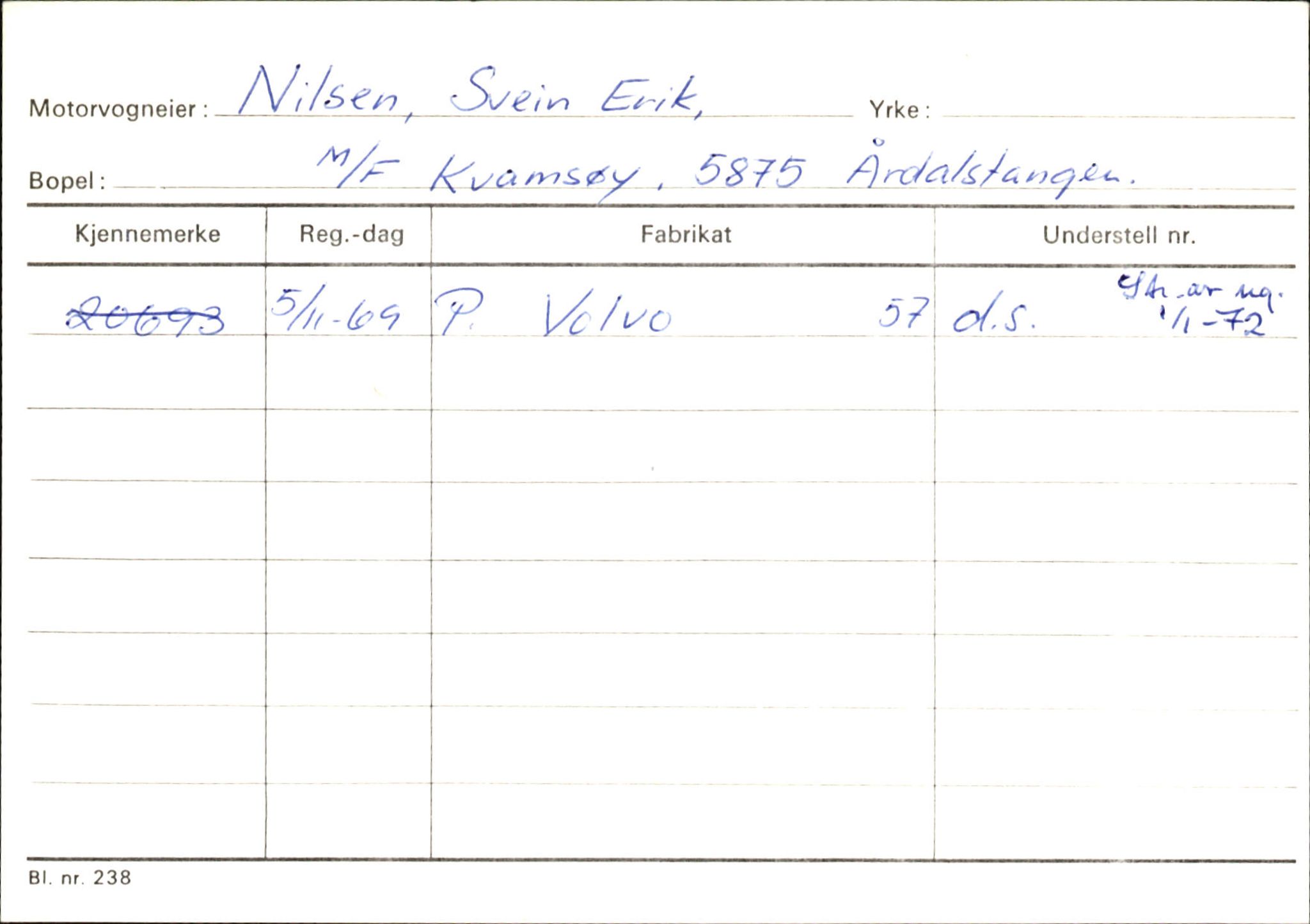 Statens vegvesen, Sogn og Fjordane vegkontor, AV/SAB-A-5301/4/F/L0145: Registerkort Vågsøy S-Å. Årdal I-P, 1945-1975, p. 2065