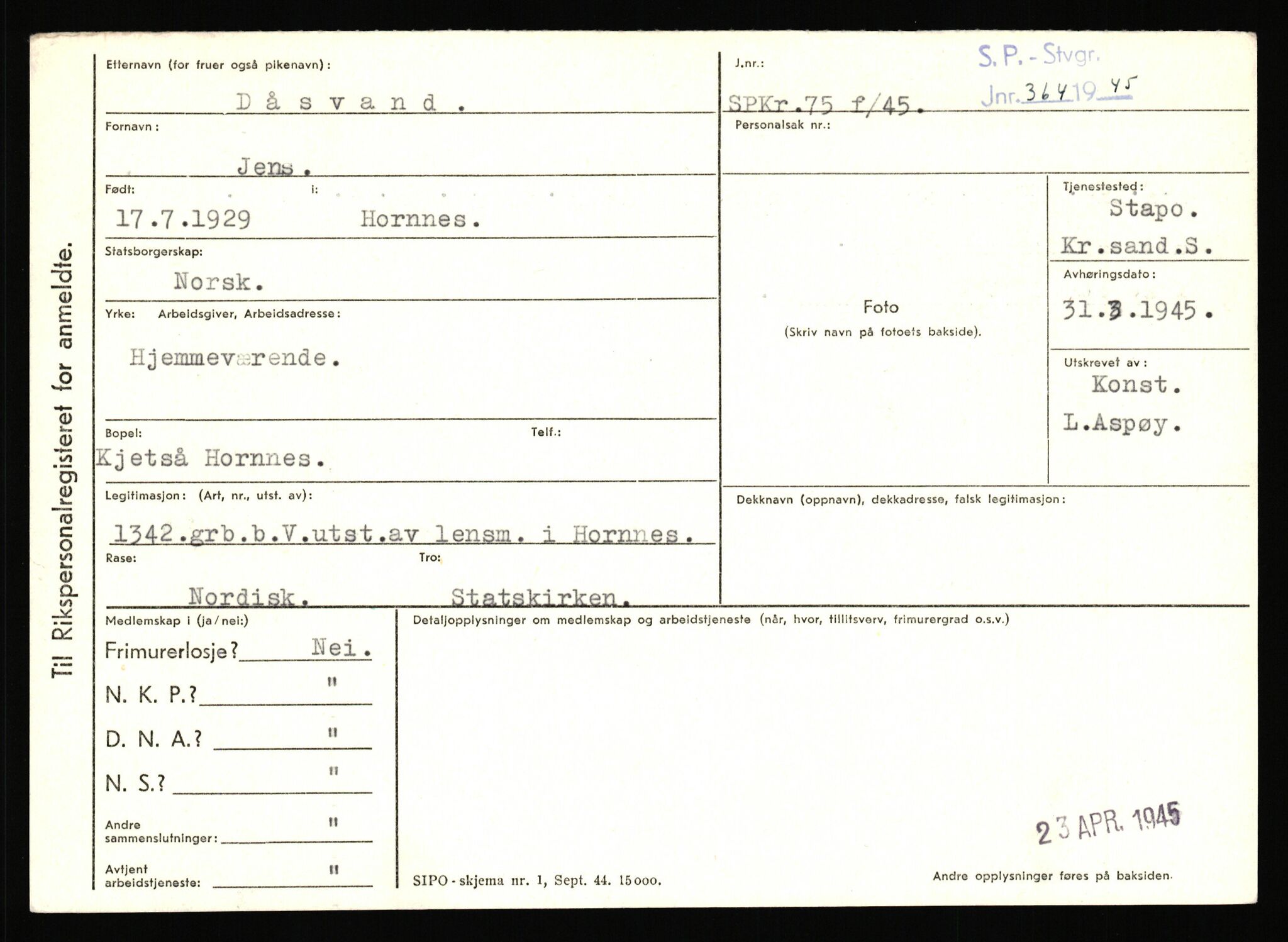 Statspolitiet - Hovedkontoret / Osloavdelingen, AV/RA-S-1329/C/Ca/L0003: Brechan - Eichinger	, 1943-1945, p. 2356