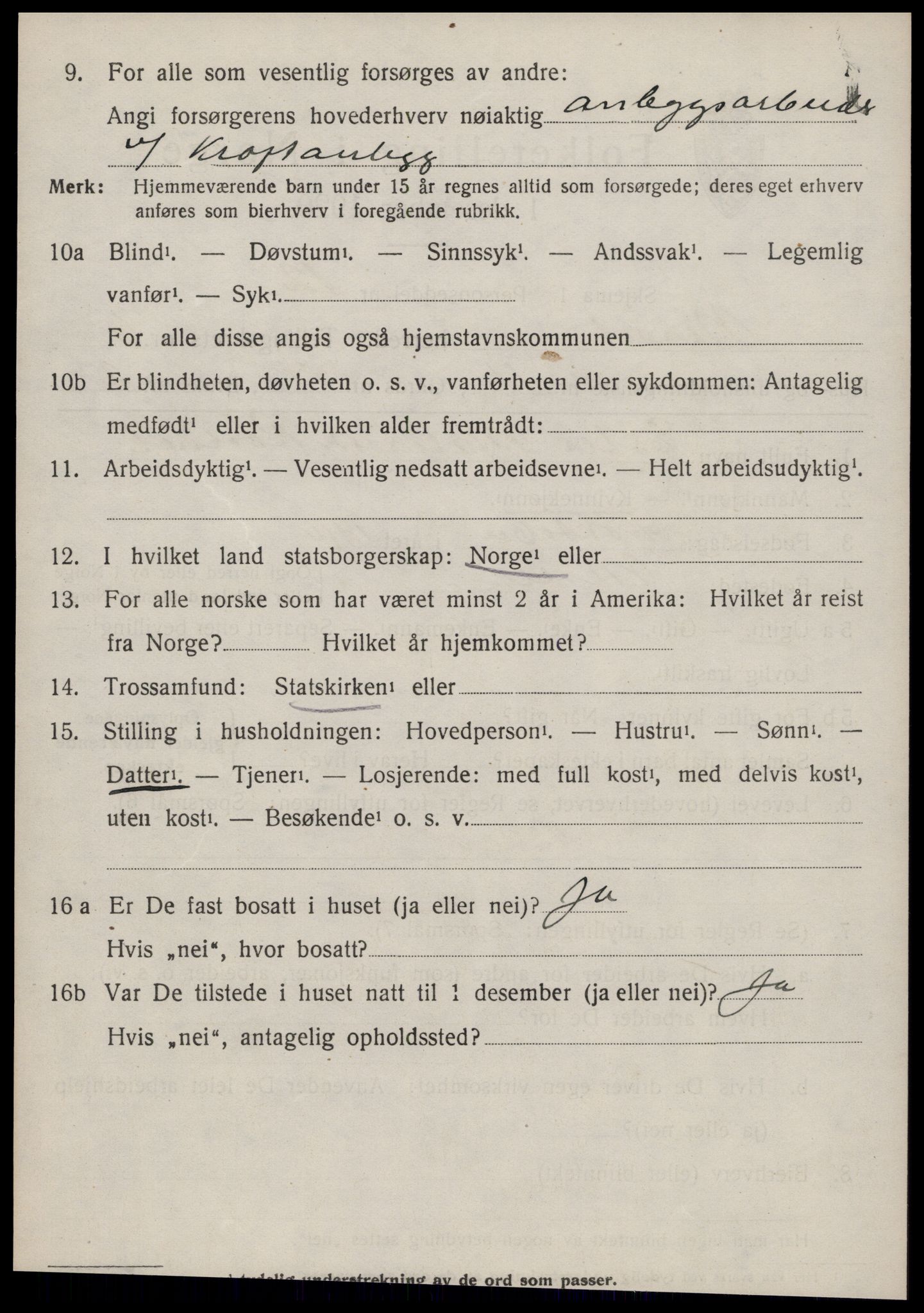 SAT, 1920 census for Nesset, 1920, p. 2909