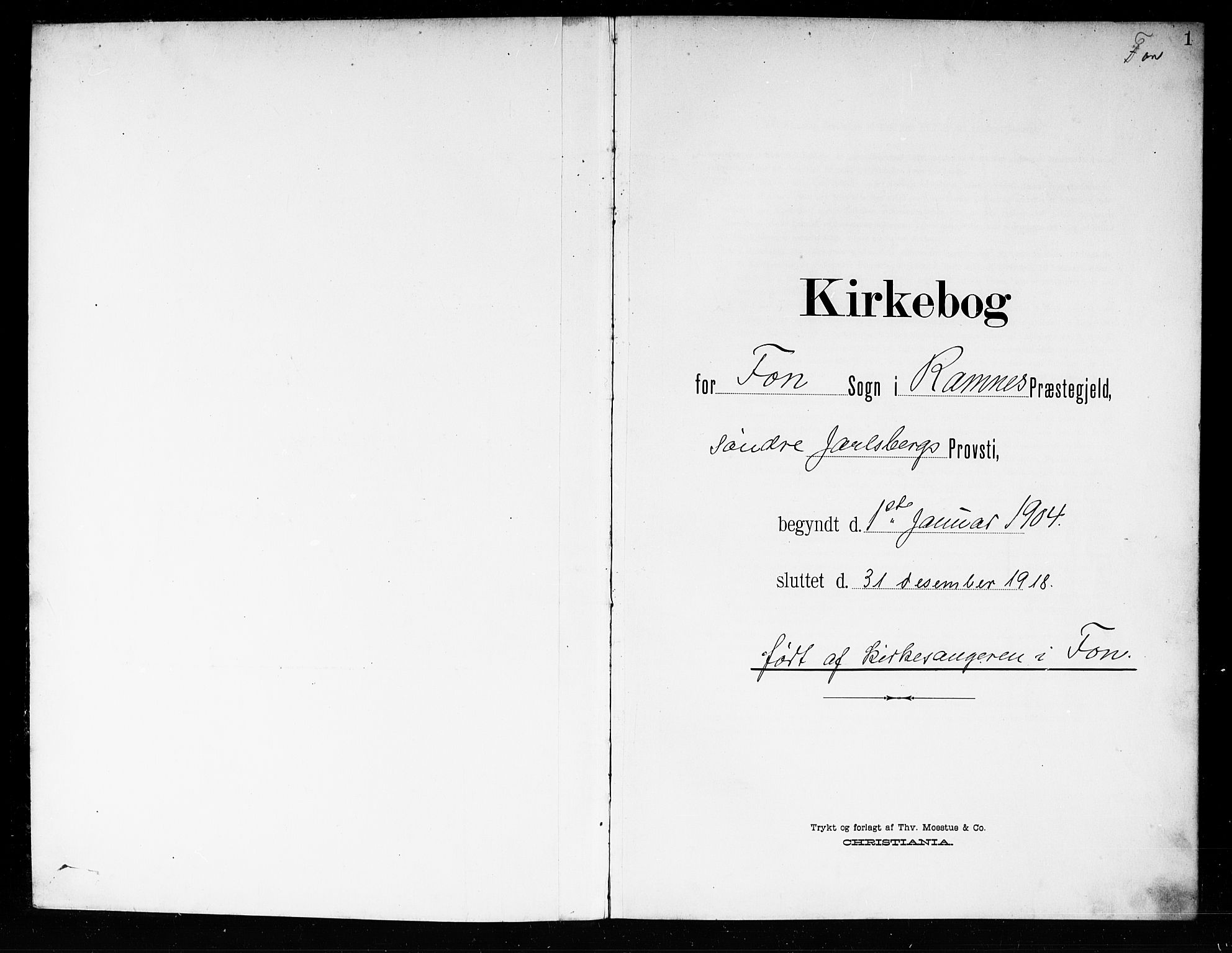 Ramnes kirkebøker, SAKO/A-314/G/Gb/L0002: Parish register (copy) no. II 2, 1904-1923, p. 1