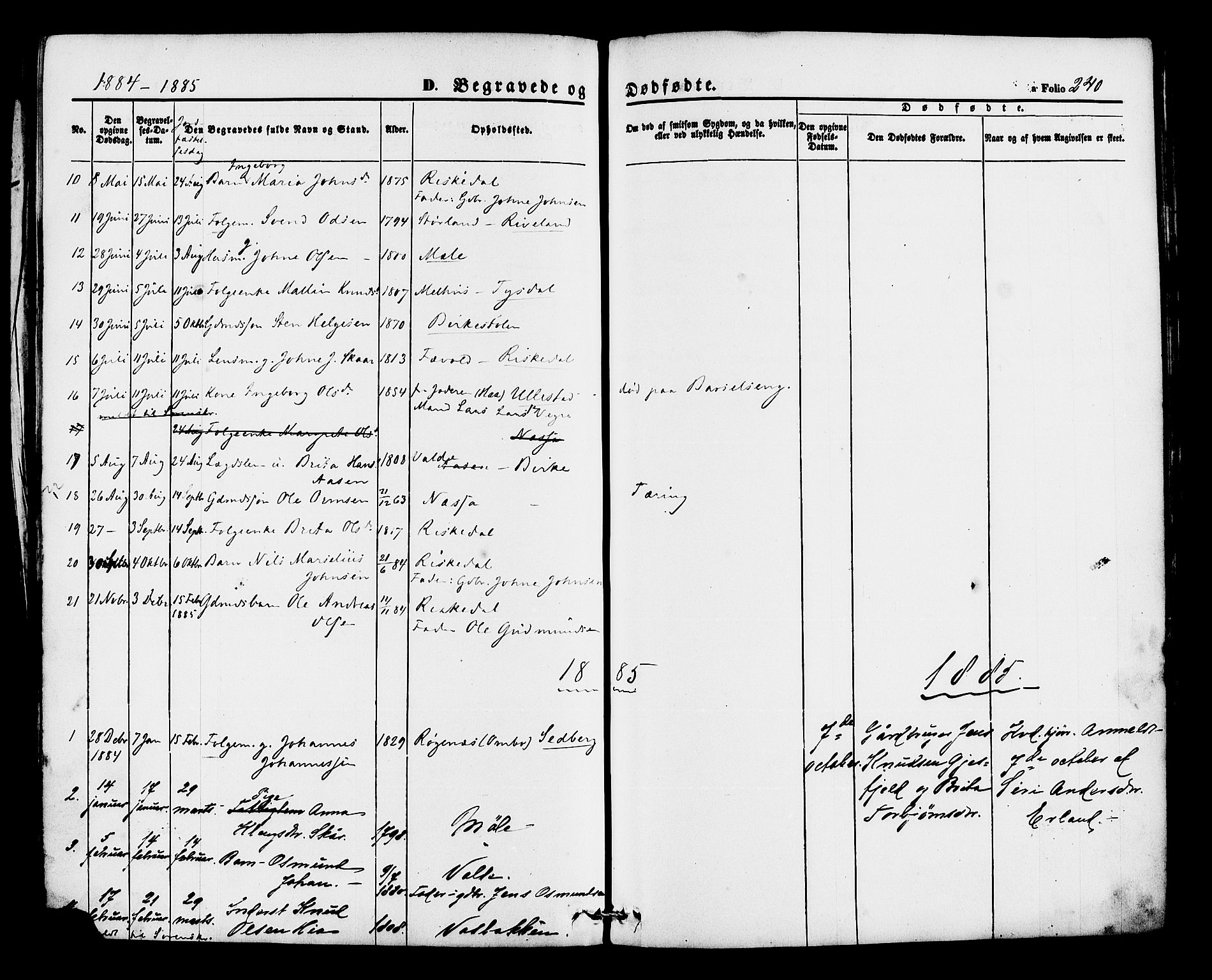 Hjelmeland sokneprestkontor, AV/SAST-A-101843/01/IV/L0012: Parish register (official) no. A 12, 1862-1886, p. 240