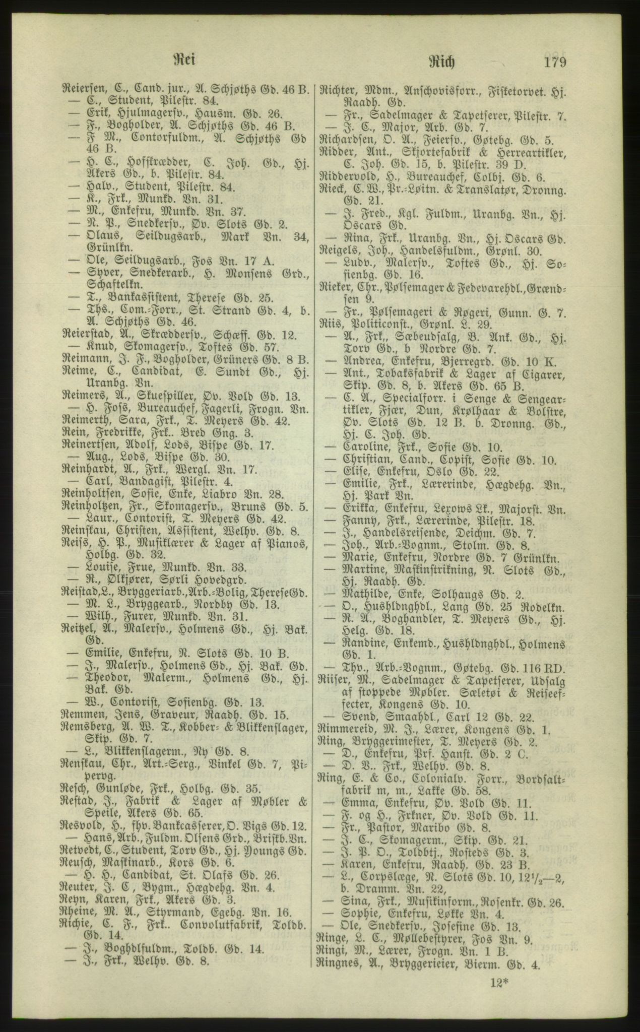 Kristiania/Oslo adressebok, PUBL/-, 1881, p. 179