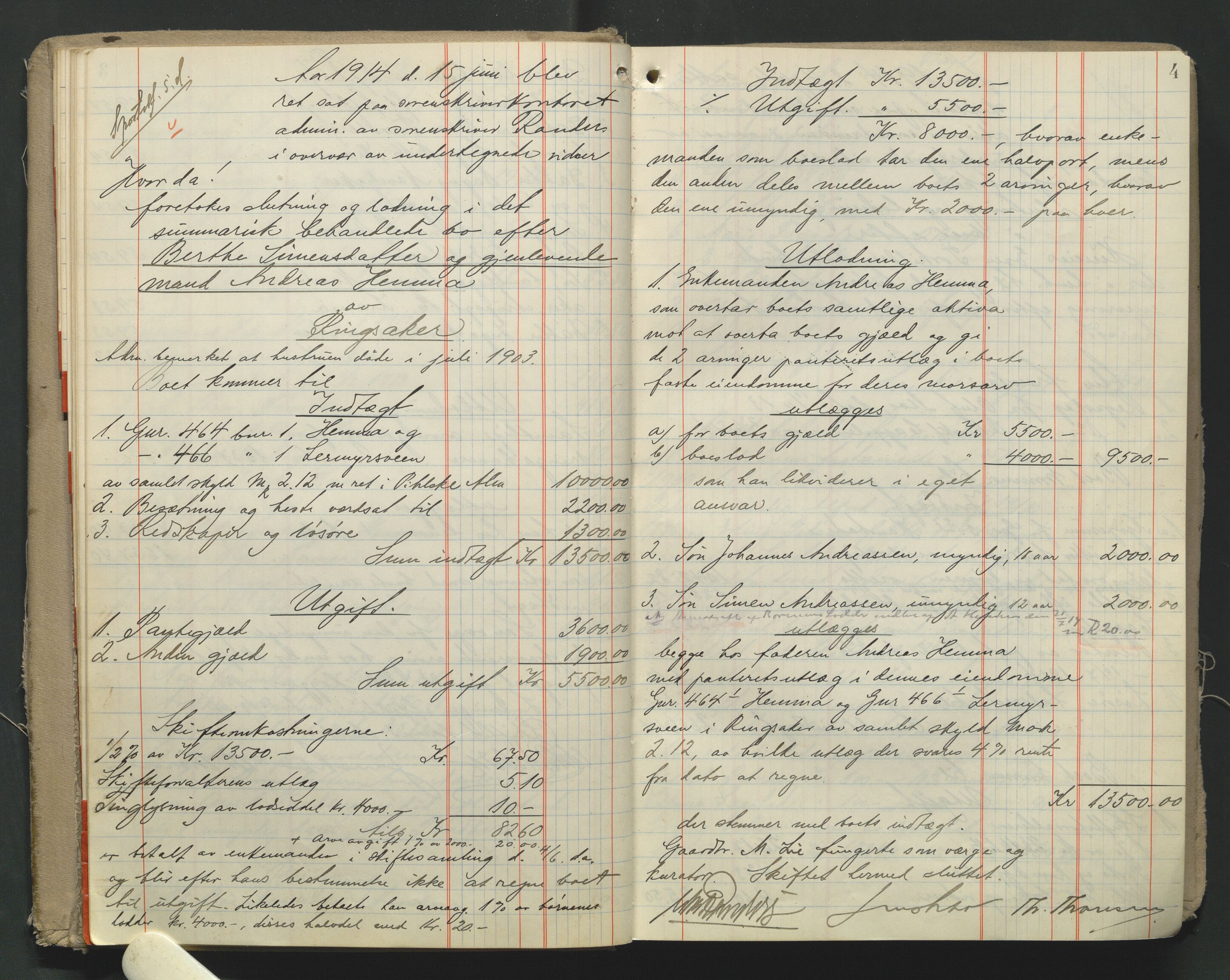 Nord-Hedmark sorenskriveri, AV/SAH-TING-012/J/Jd/L0004: Skifteutlodningsprotokoll, 1914-1921, p. 3b-4a