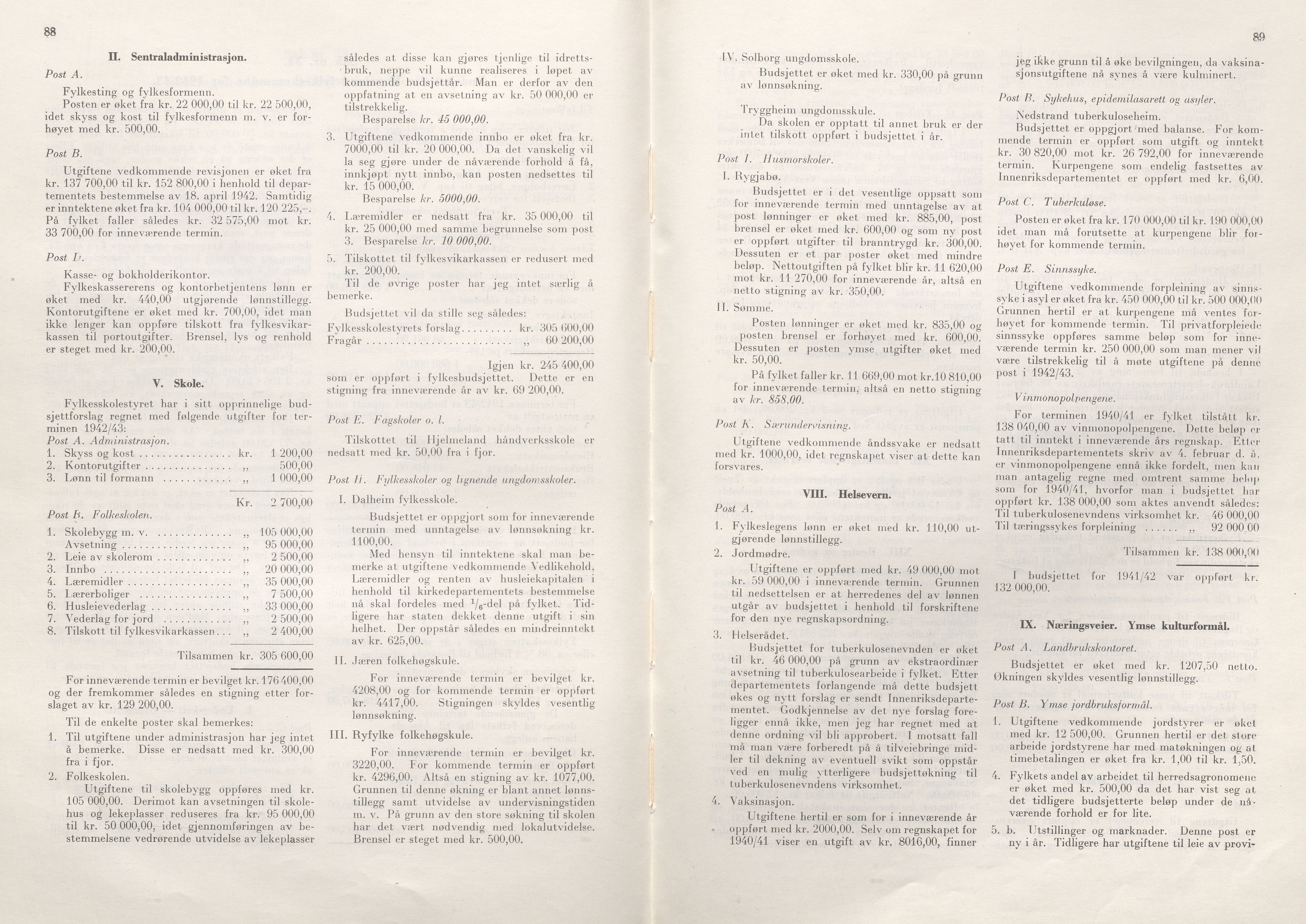 Rogaland fylkeskommune - Fylkesrådmannen , IKAR/A-900/A/Aa/Aaa/L0061: Møtebok , 1942, p. 88-89