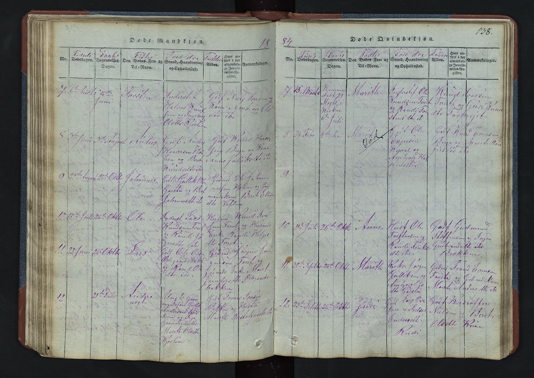 Vang prestekontor, Valdres, SAH/PREST-140/H/Hb/L0003: Parish register (copy) no. 3, 1814-1892, p. 138