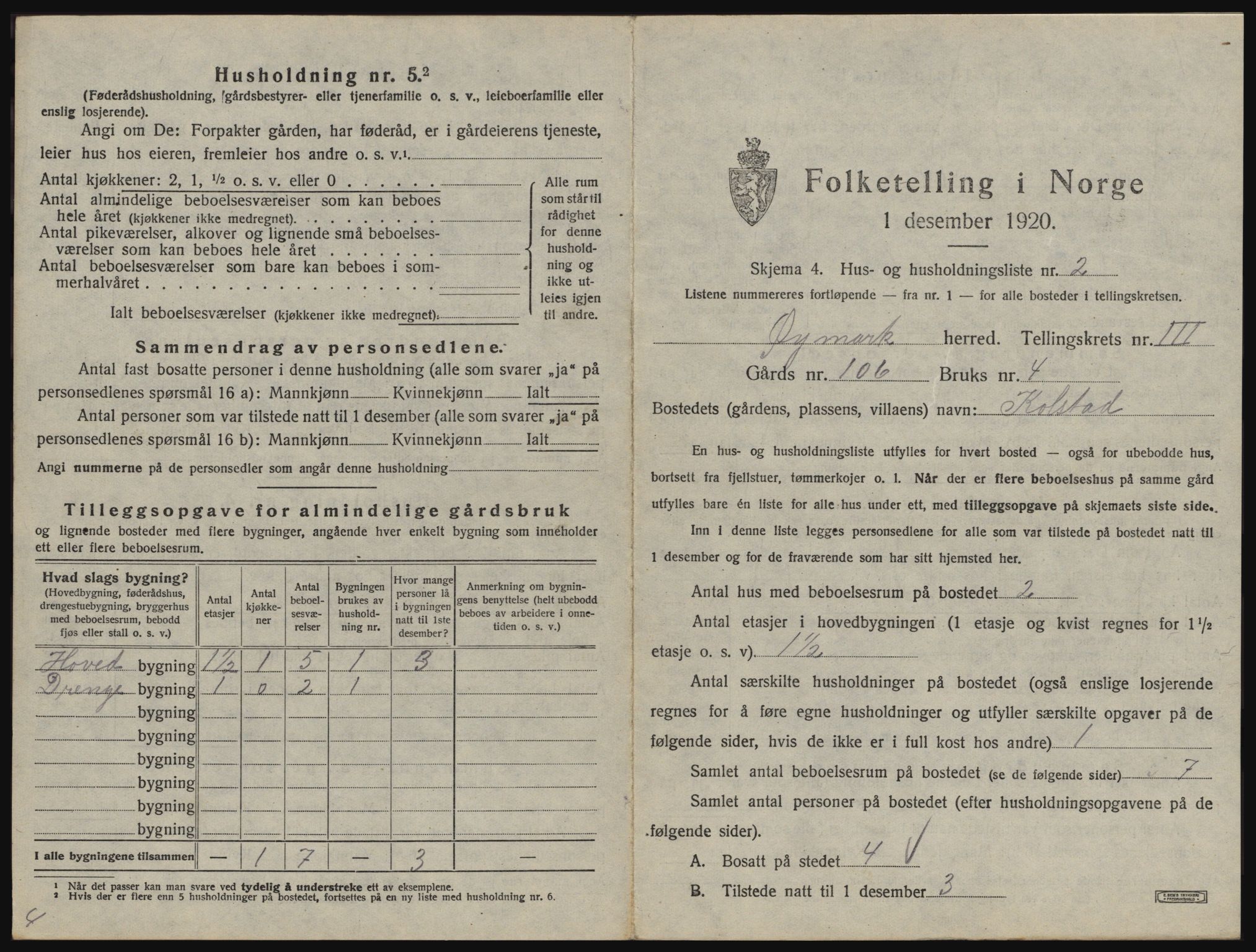 SAO, 1920 census for Øymark, 1920, p. 279