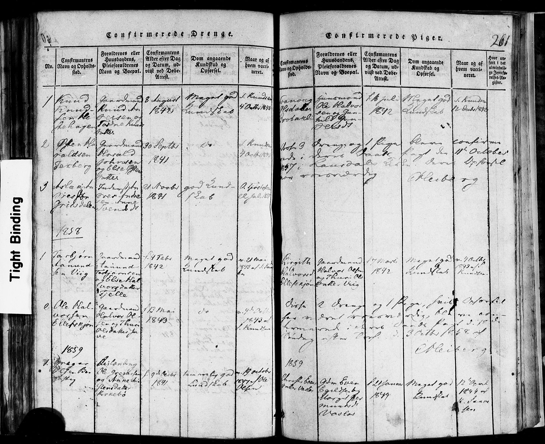 Rauland kirkebøker, SAKO/A-292/F/Fa/L0002: Parish register (official) no. 2, 1815-1860, p. 261