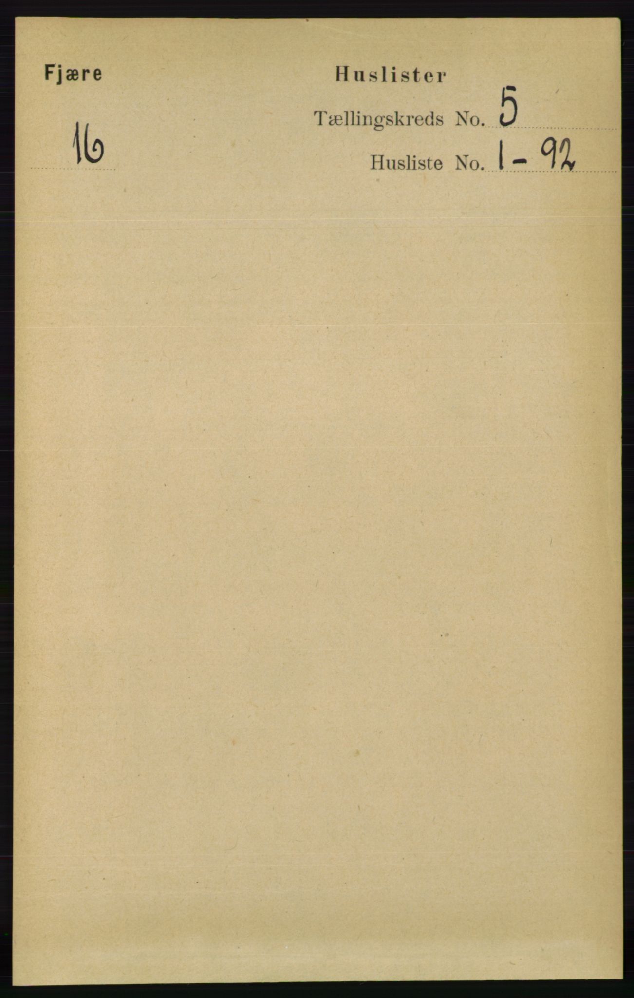 RA, 1891 census for 0923 Fjære, 1891, p. 2330