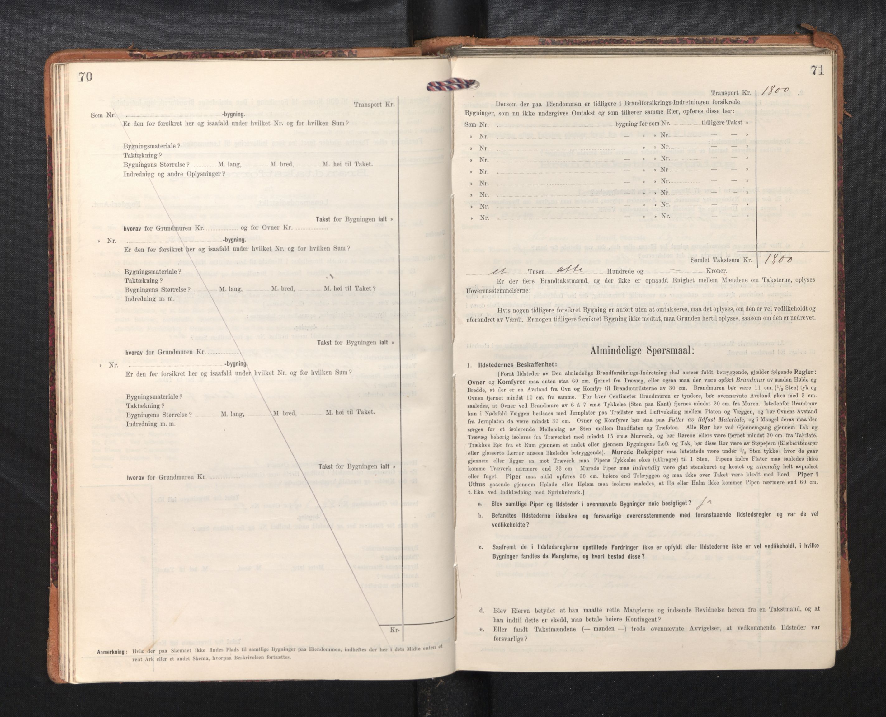 Lensmannen i Kvam, AV/SAB-A-33201/0012/L0006: Branntakstprotokoll, skjematakst, 1913-1955, p. 70-71