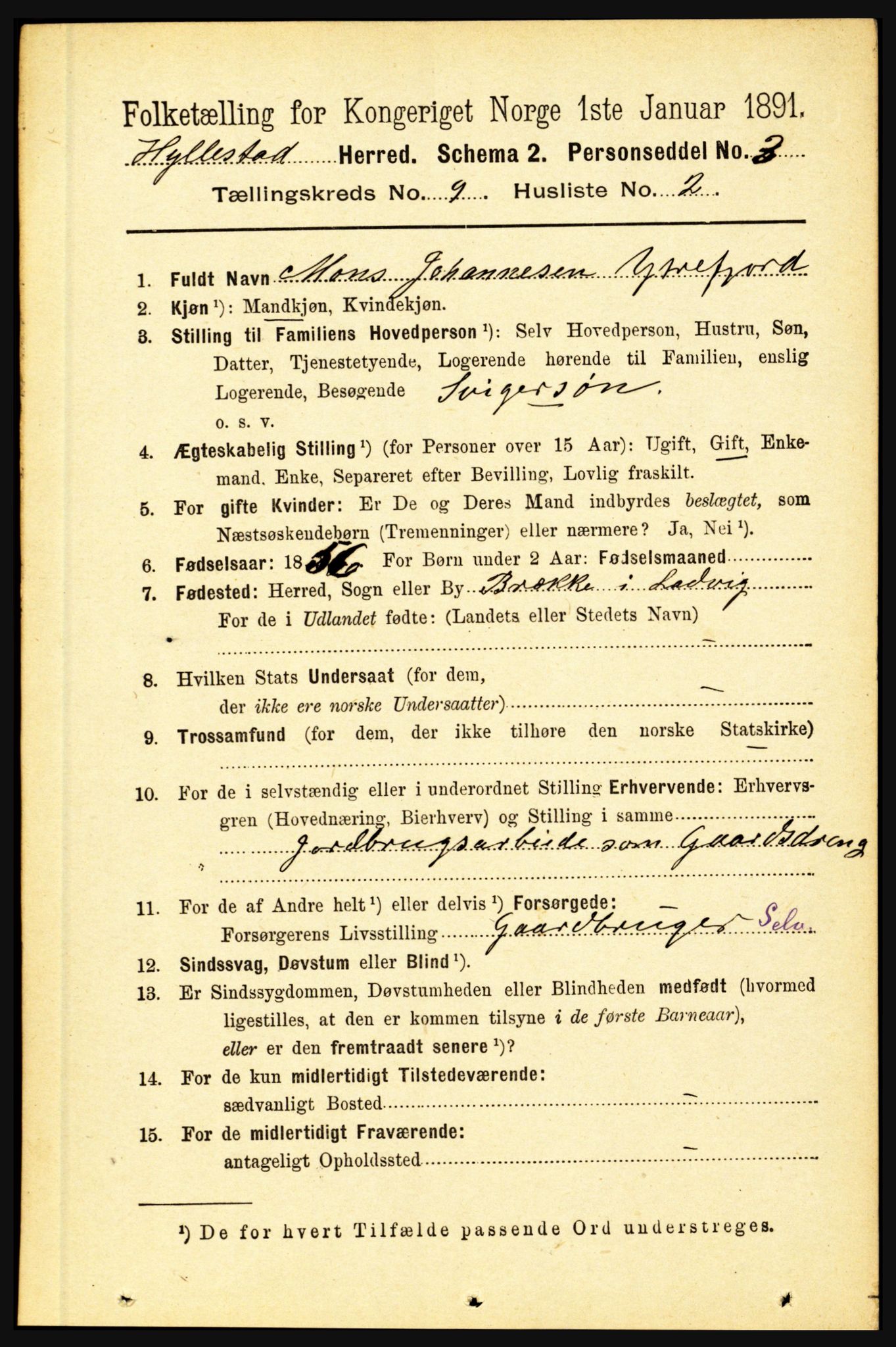 RA, 1891 census for 1413 Hyllestad, 1891, p. 1566