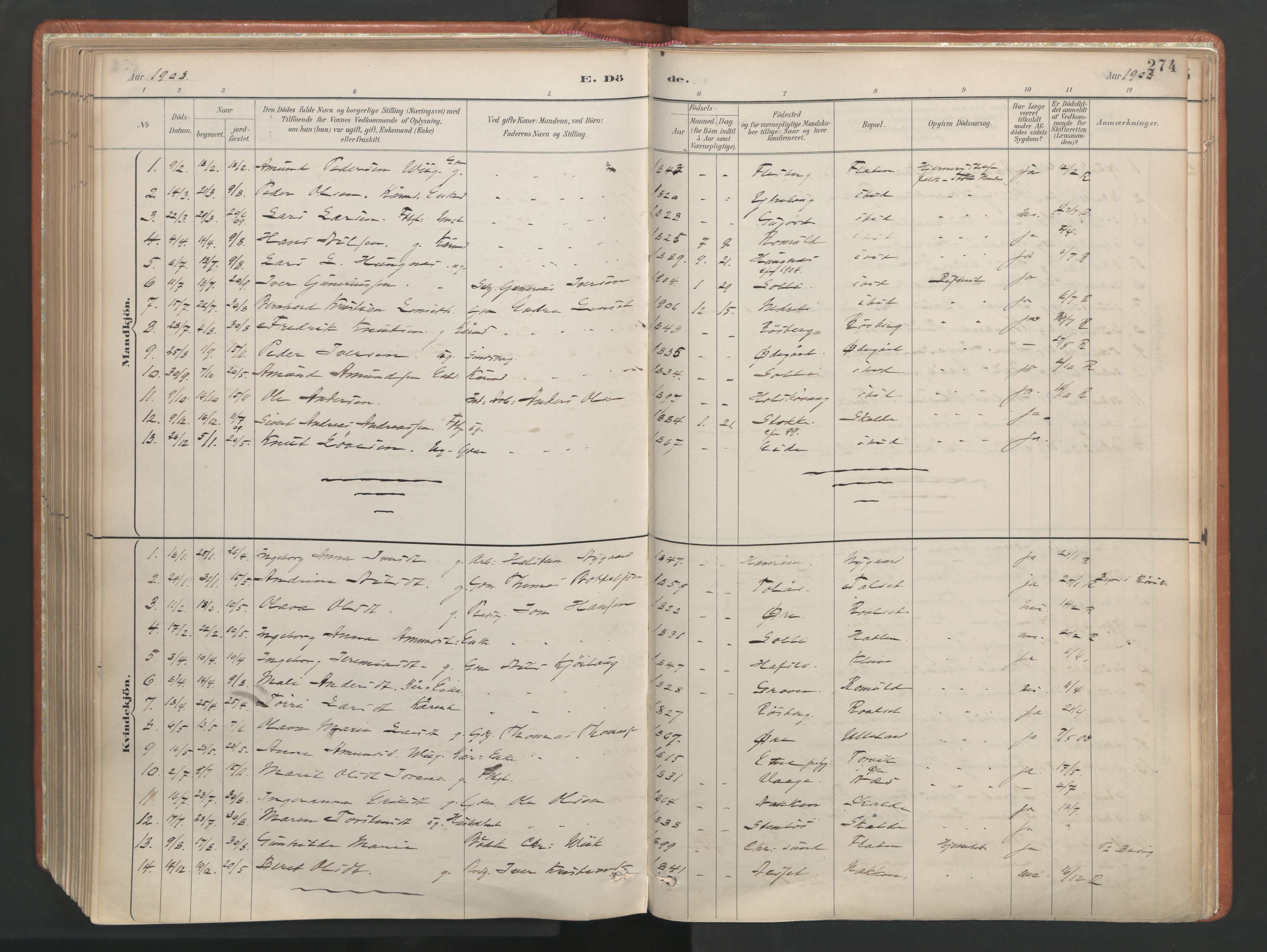 Ministerialprotokoller, klokkerbøker og fødselsregistre - Møre og Romsdal, AV/SAT-A-1454/557/L0682: Parish register (official) no. 557A04, 1887-1970, p. 274