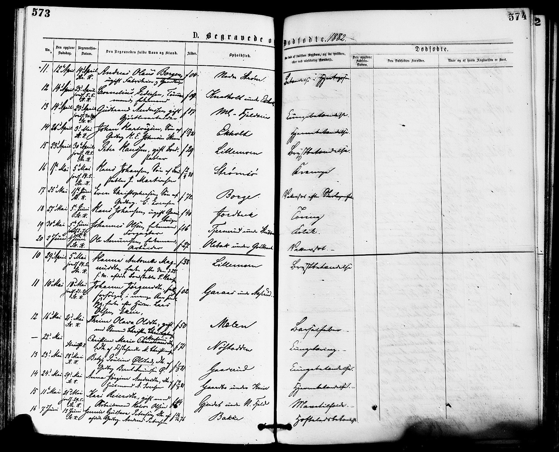 Skoger kirkebøker, AV/SAKO-A-59/F/Fa/L0005: Parish register (official) no. I 5, 1873-1884, p. 573-574