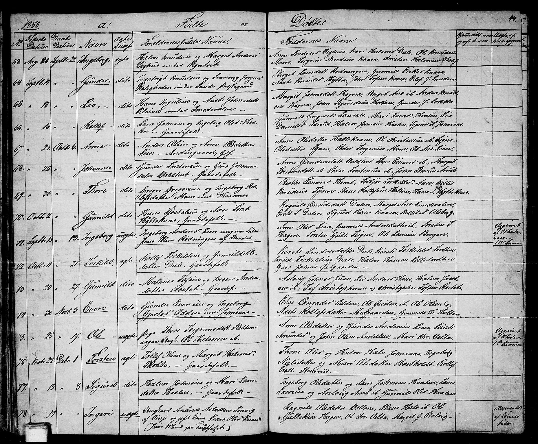 Sauherad kirkebøker, AV/SAKO-A-298/G/Ga/L0002: Parish register (copy) no. I 2, 1842-1866, p. 44