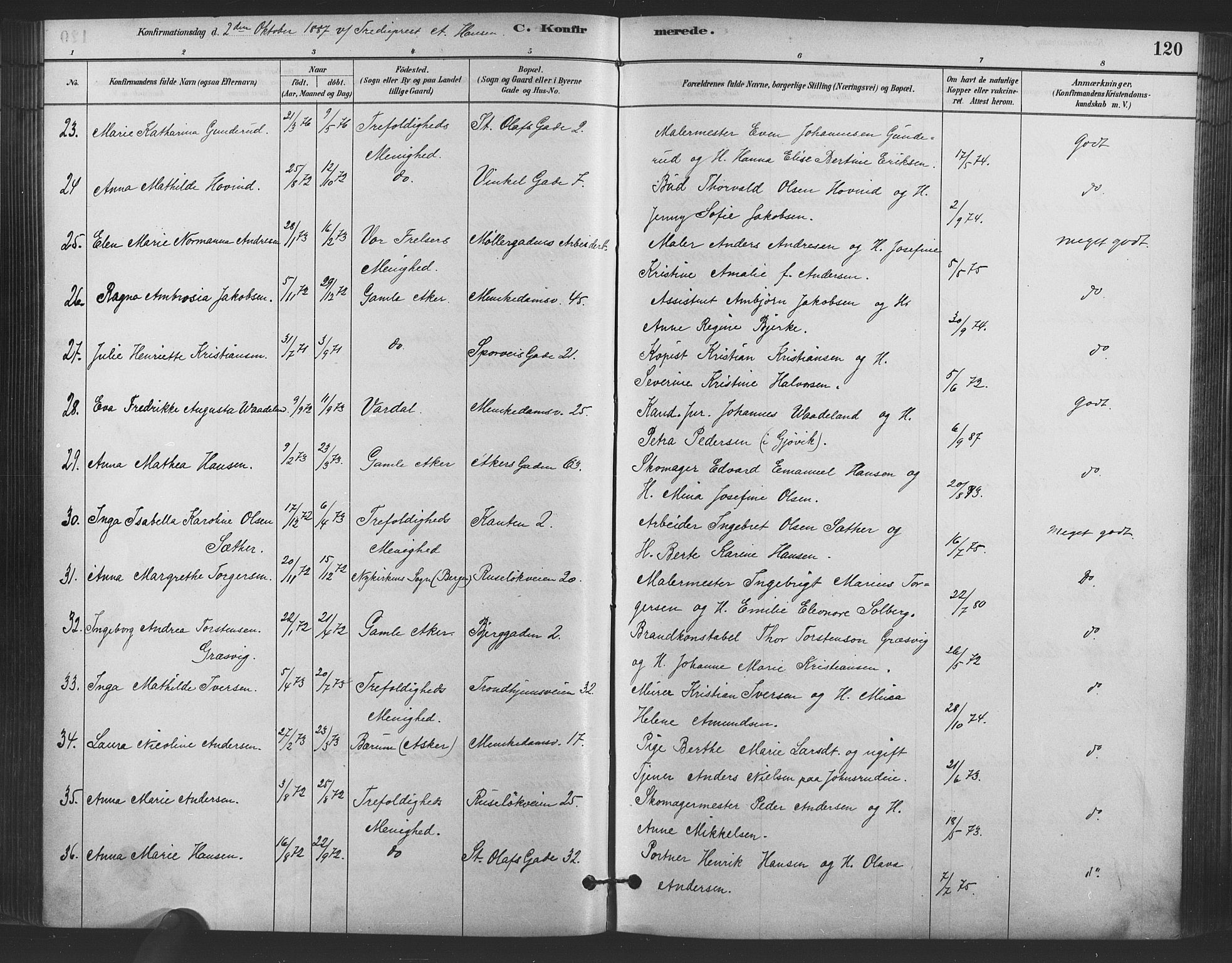 Trefoldighet prestekontor Kirkebøker, AV/SAO-A-10882/F/Fb/L0003: Parish register (official) no. II 3, 1881-1895, p. 120