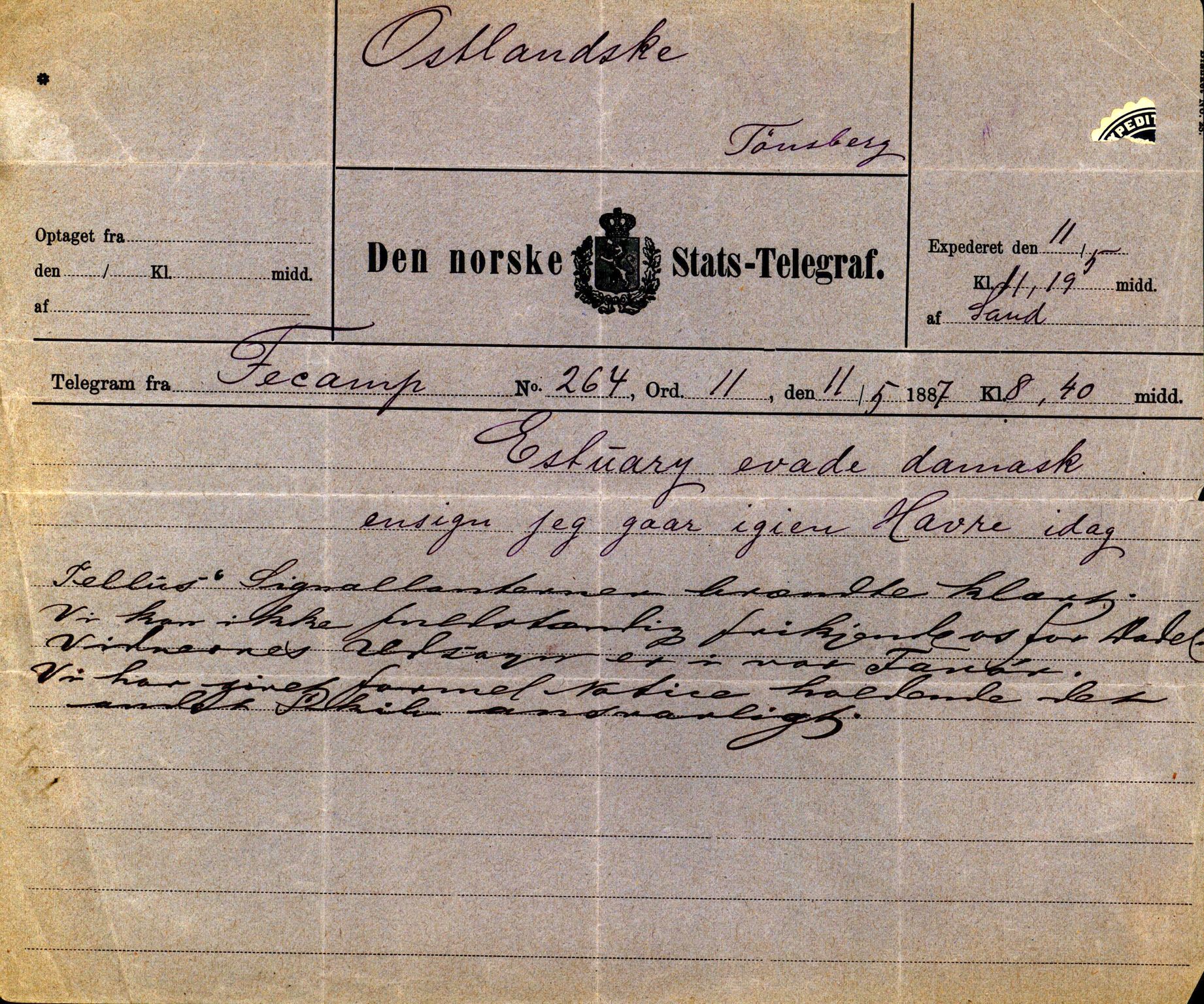 Pa 63 - Østlandske skibsassuranceforening, VEMU/A-1079/G/Ga/L0020/0001: Havaridokumenter / Tellus, Telanak, Wilhelmine, 1887, p. 18
