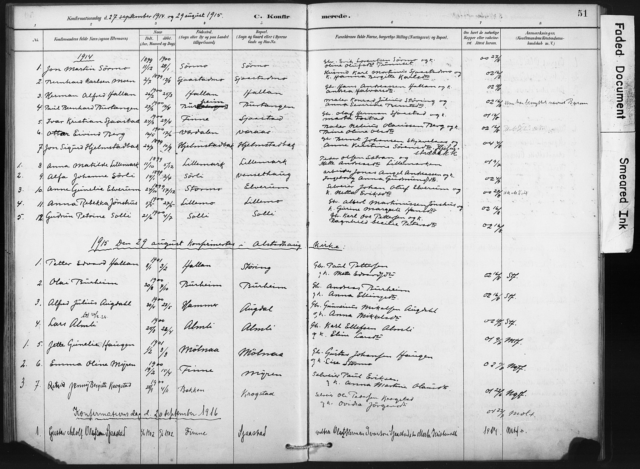 Ministerialprotokoller, klokkerbøker og fødselsregistre - Nord-Trøndelag, AV/SAT-A-1458/718/L0175: Parish register (official) no. 718A01, 1890-1923, p. 51