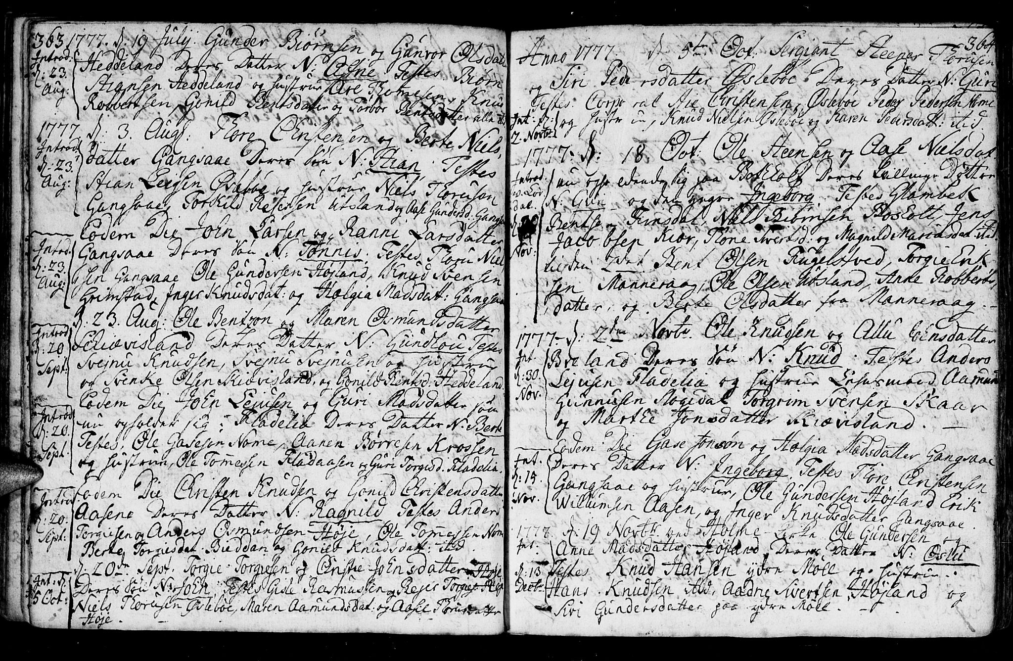 Holum sokneprestkontor, AV/SAK-1111-0022/F/Fa/Fac/L0001: Parish register (official) no. A 1, 1773-1820, p. 363-364