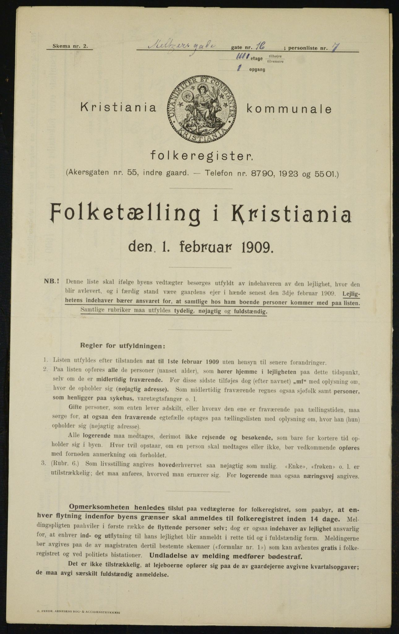 OBA, Municipal Census 1909 for Kristiania, 1909, p. 59218