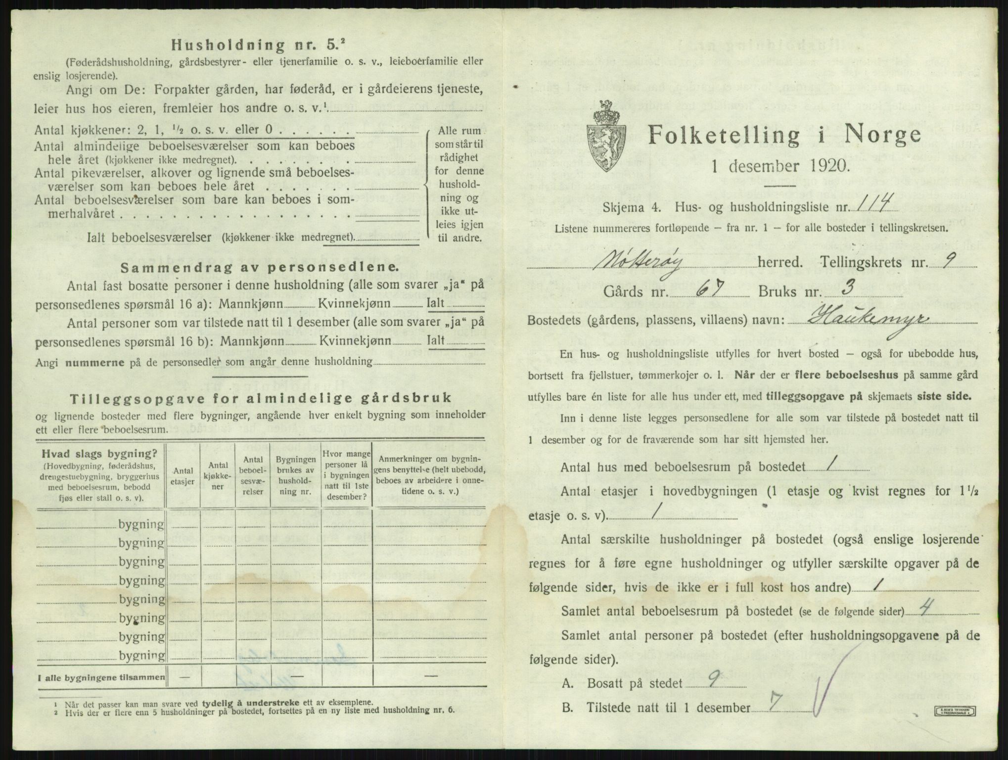 SAKO, 1920 census for Nøtterøy, 1920, p. 1964