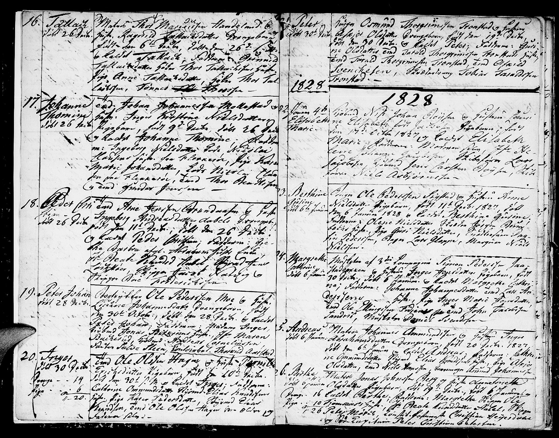 Kristiansand domprosti, SAK/1112-0006/F/Fb/L0005: Parish register (copy) no. B 5, 1827-1828, p. 4-5