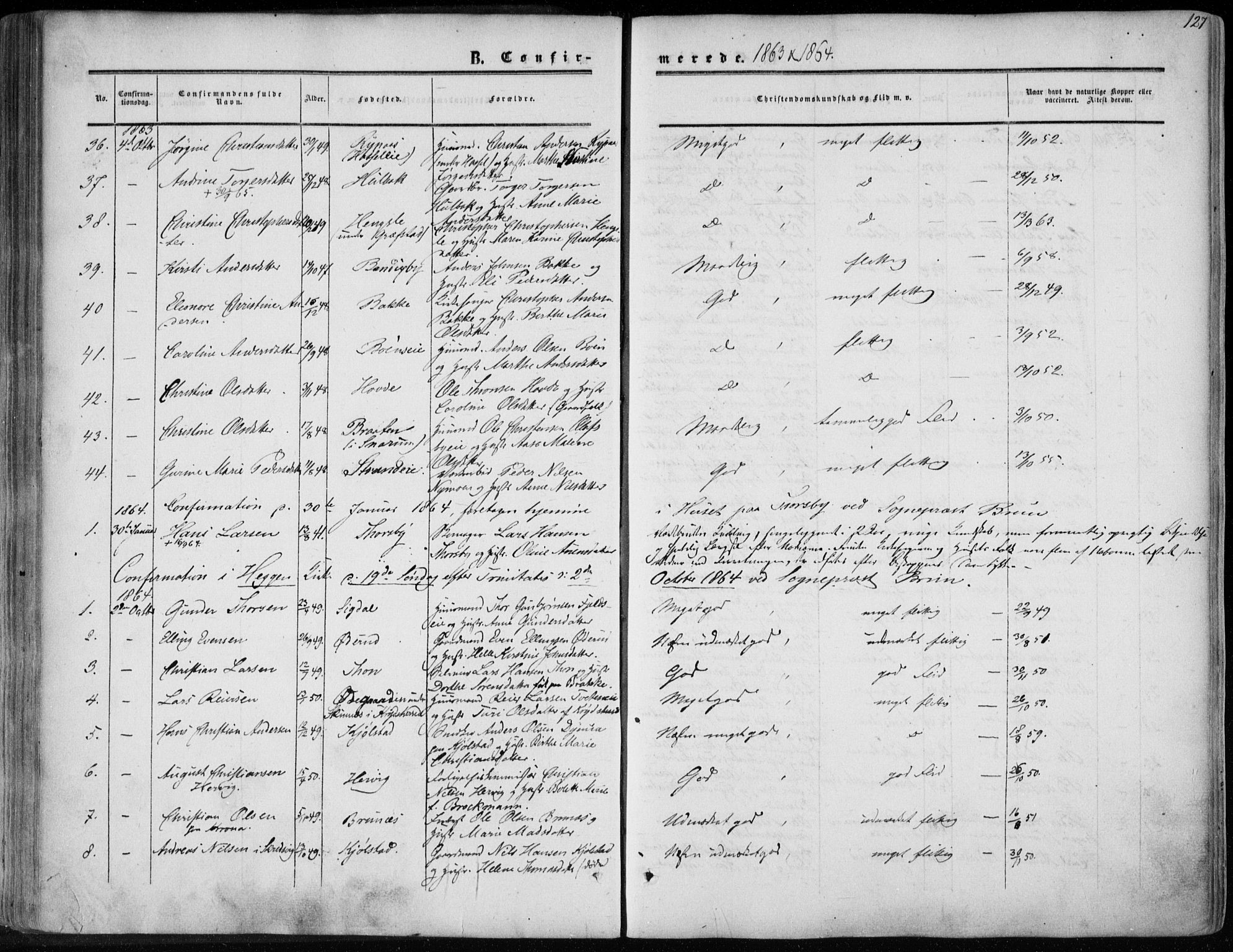Modum kirkebøker, SAKO/A-234/F/Fa/L0009: Parish register (official) no. 9, 1860-1864, p. 127