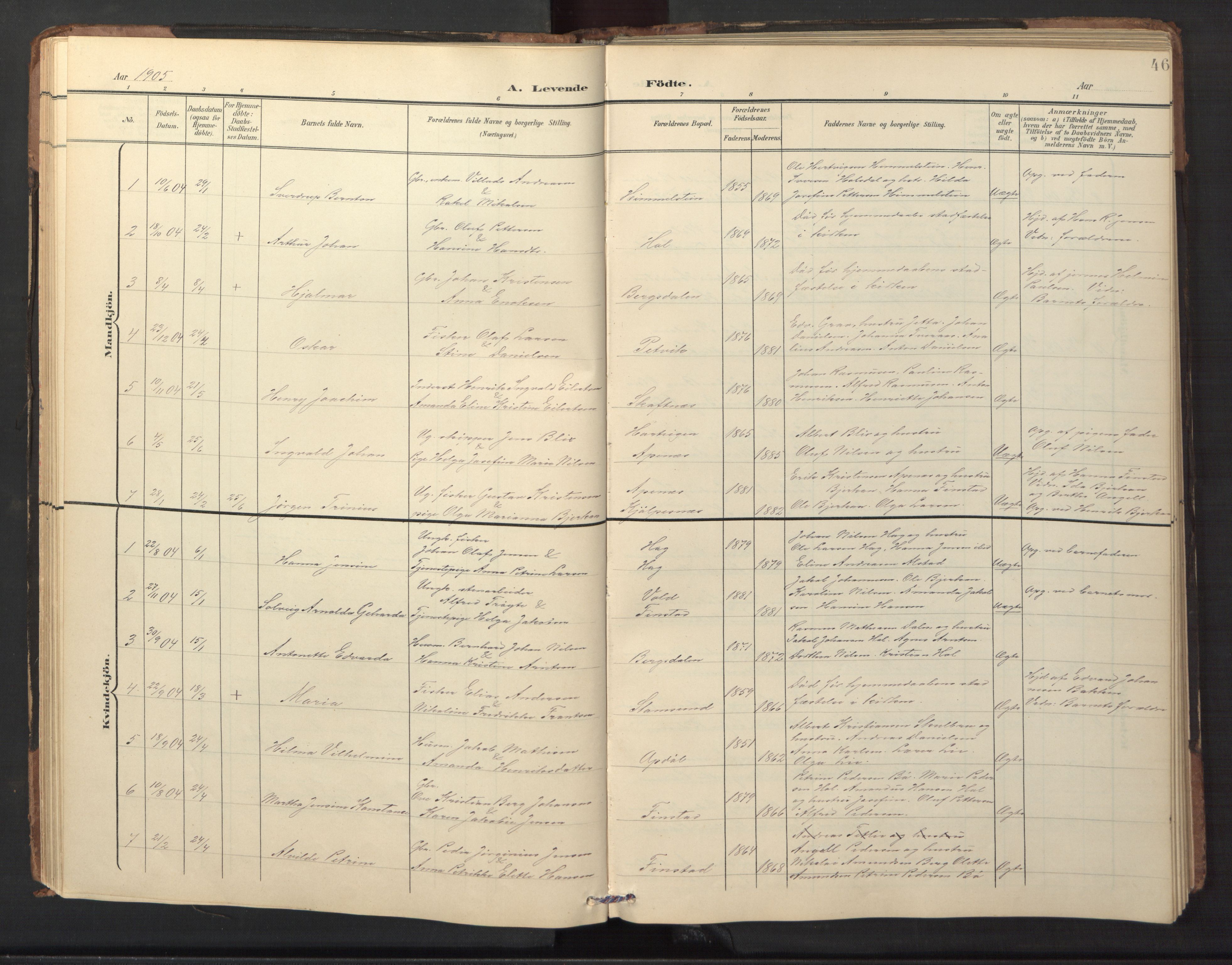 Ministerialprotokoller, klokkerbøker og fødselsregistre - Nordland, AV/SAT-A-1459/882/L1185: Parish register (copy) no. 882C03, 1898-1910, p. 46