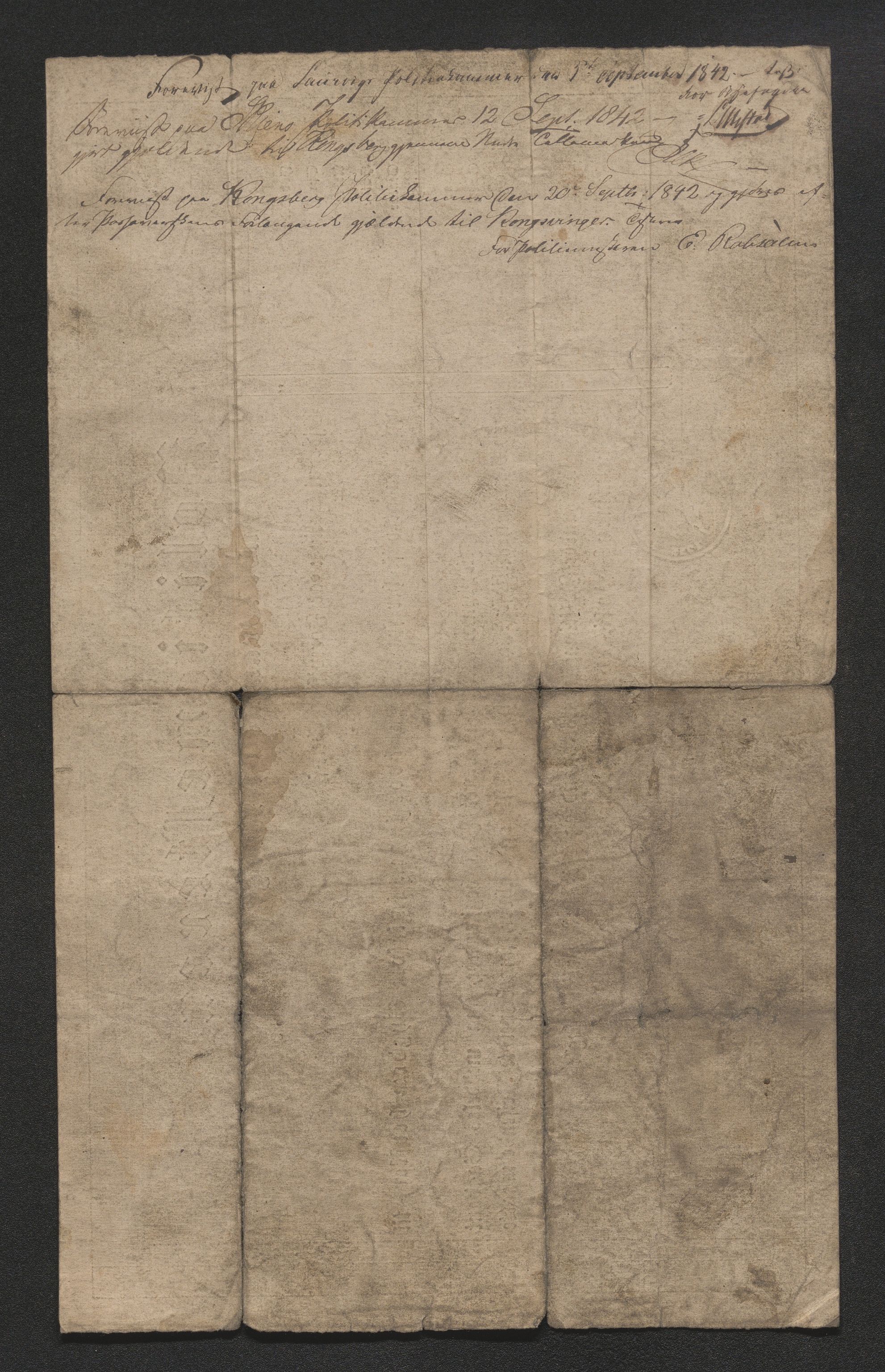 Drammen politikammer, AV/SAKO-A-623/I/Ia/Iab/L0007: Innleverte pass, 1843-1844, p. 36
