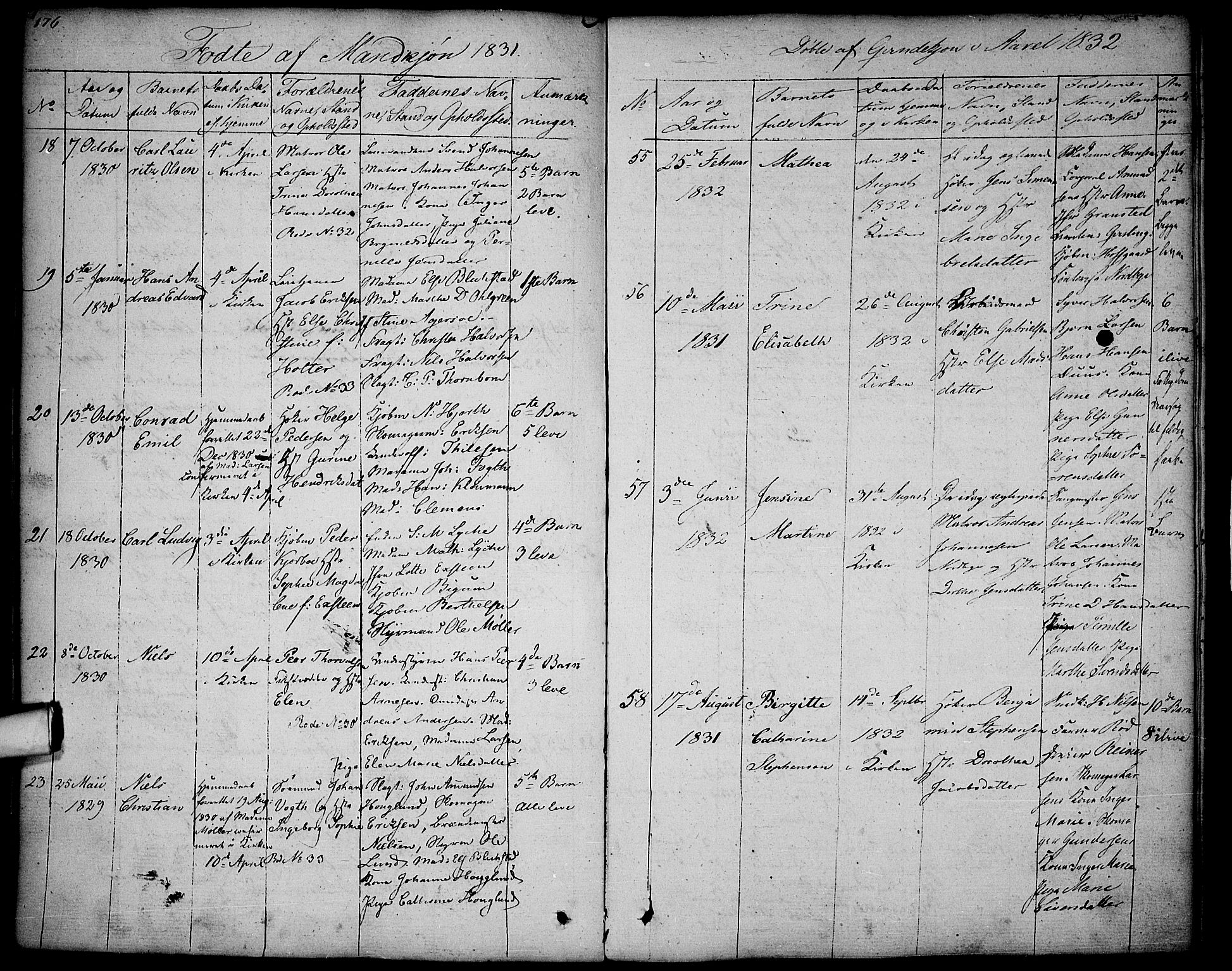 Halden prestekontor Kirkebøker, AV/SAO-A-10909/F/Fa/L0004: Parish register (official) no. I 4, 1823-1834, p. 176