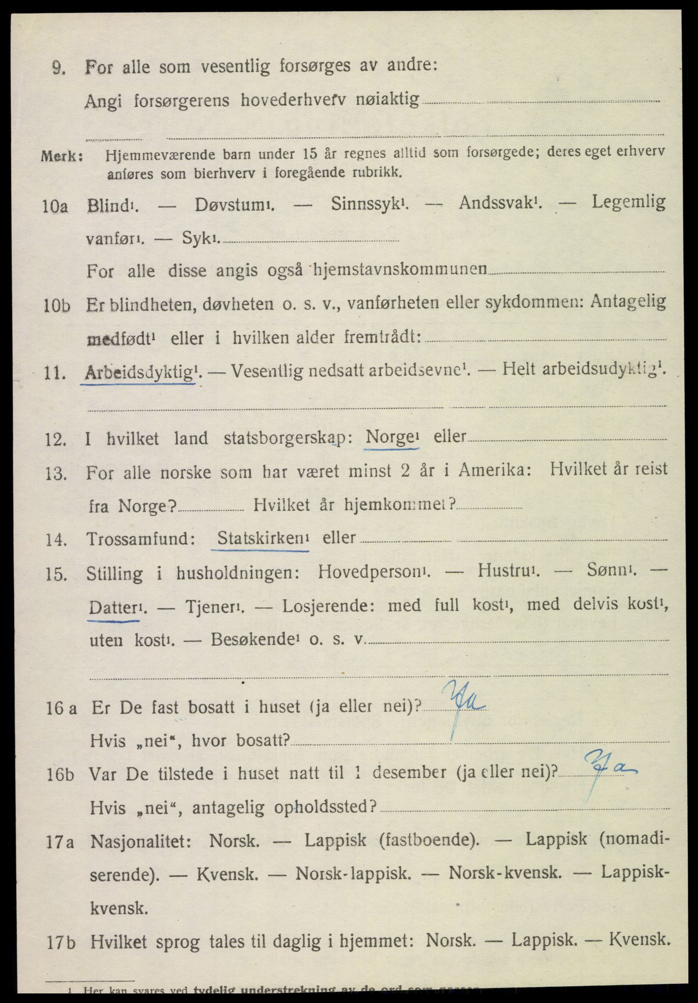 SAT, 1920 census for Kvam, 1920, p. 2004