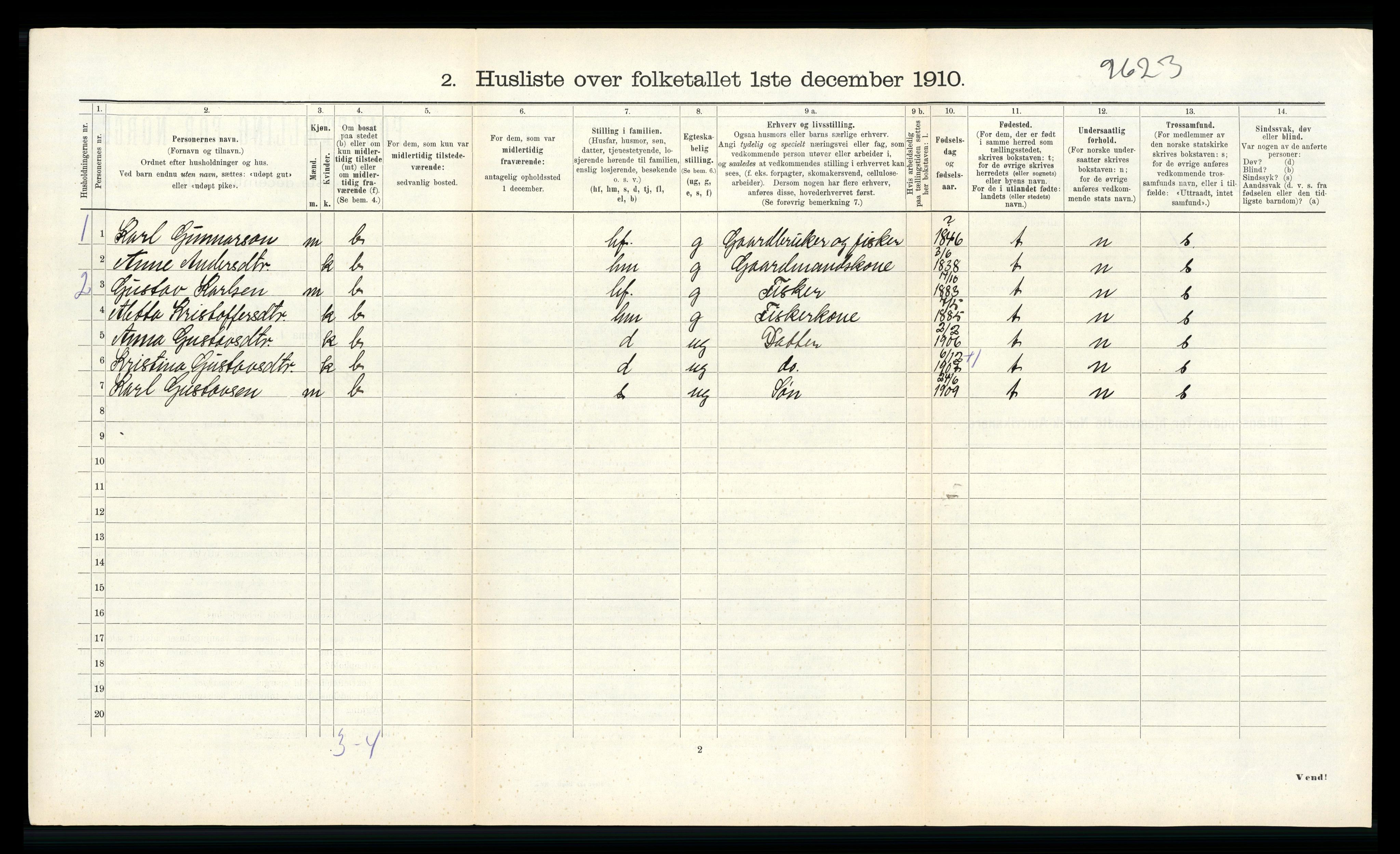 RA, 1910 census for Kinn, 1910, p. 441