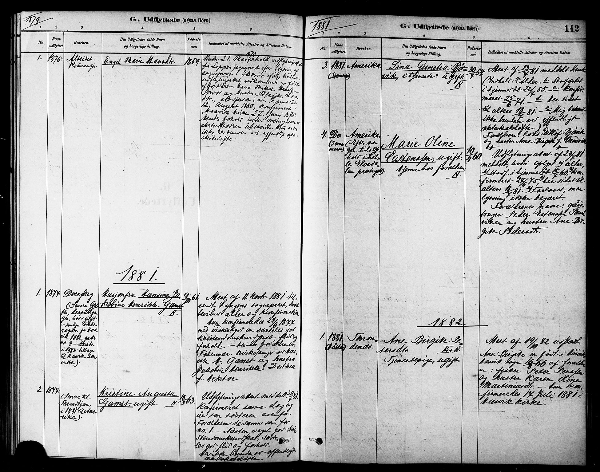 Loppa sokneprestkontor, SATØ/S-1339/H/Ha/L0007kirke: Parish register (official) no. 7, 1879-1889, p. 142