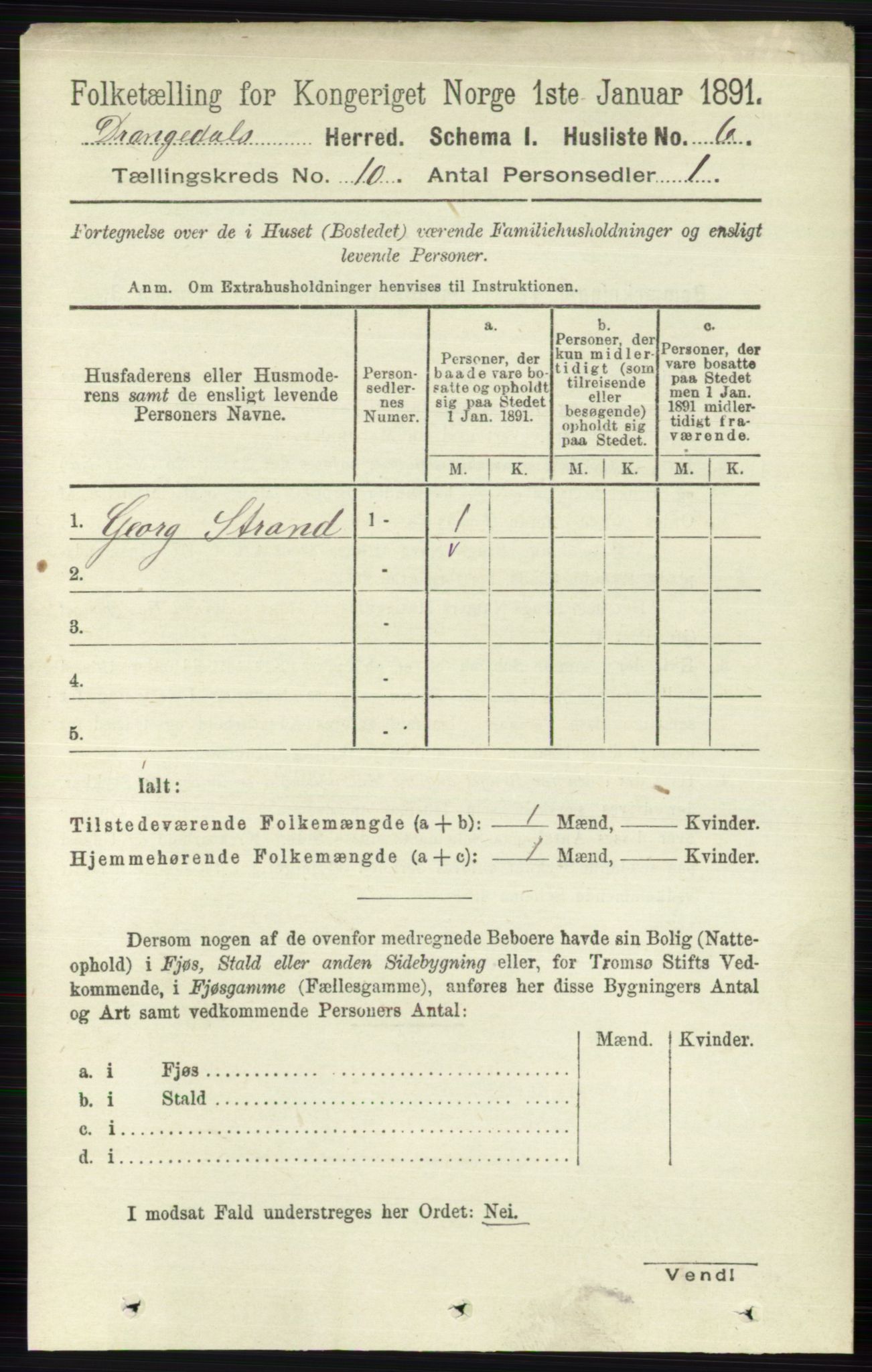 RA, 1891 census for 0817 Drangedal, 1891, p. 3352