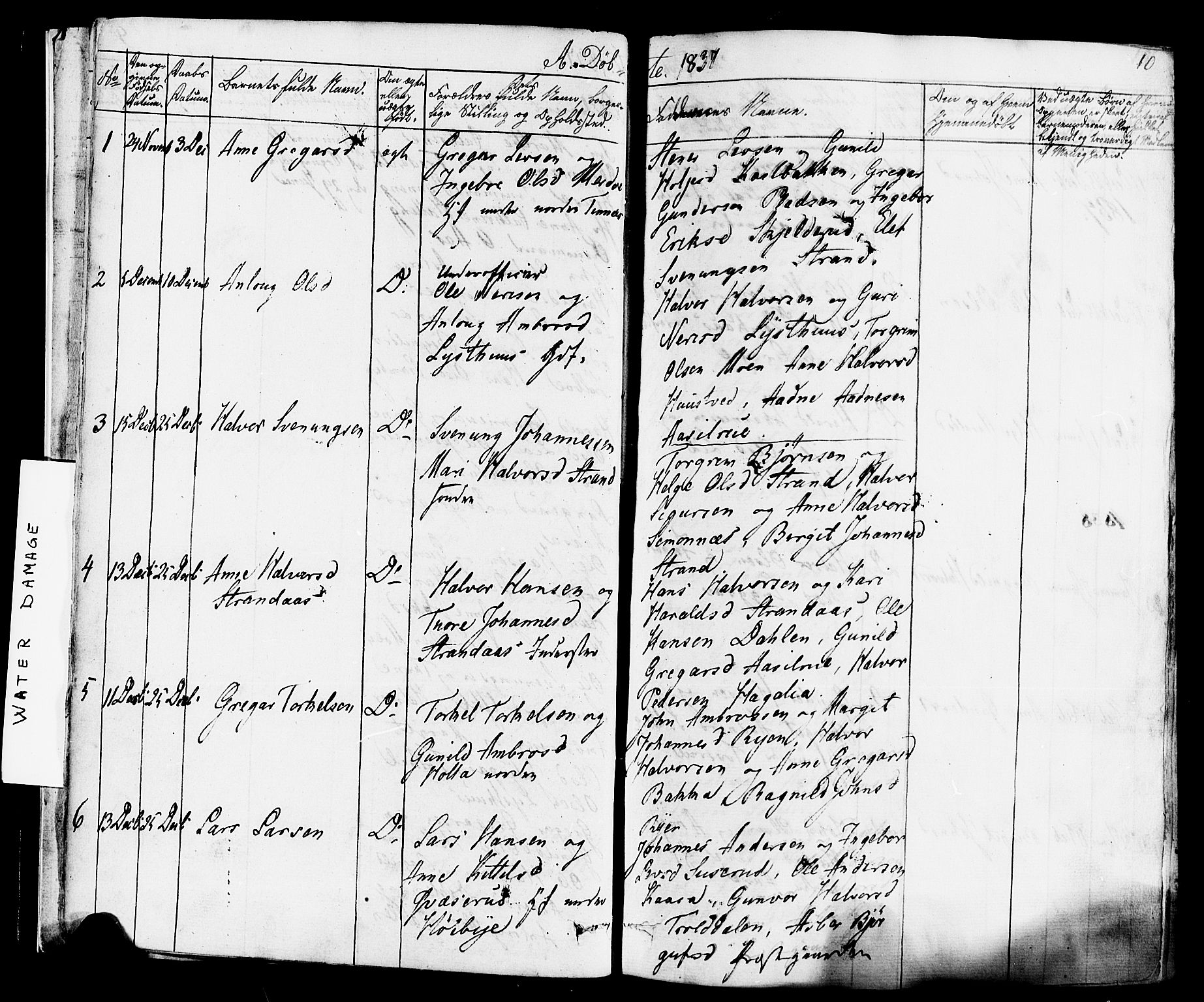 Heddal kirkebøker, AV/SAKO-A-268/F/Fa/L0006: Parish register (official) no. I 6, 1837-1854, p. 10