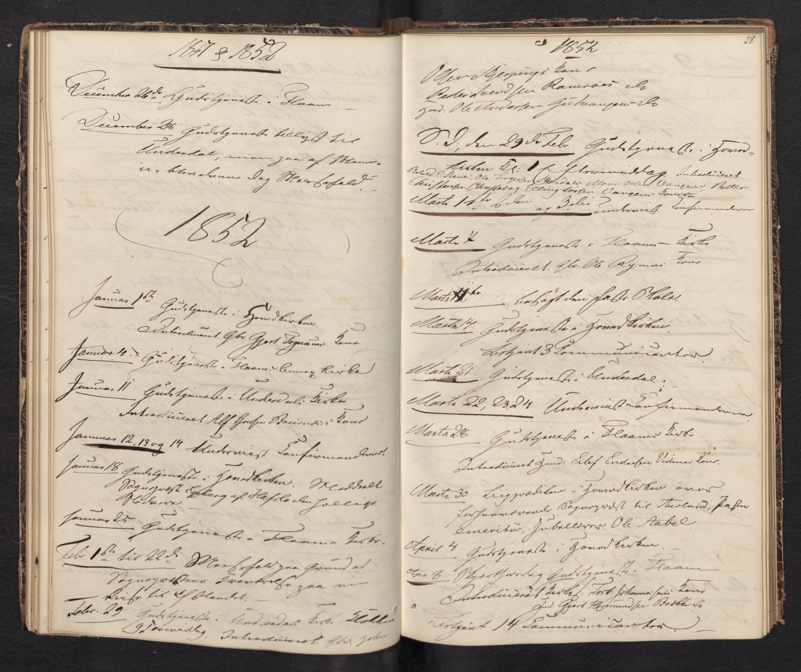 Aurland sokneprestembete, SAB/A-99937/H/Ha/Haf: Diary records no. F 0, 1844-1876, p. 27b-28a