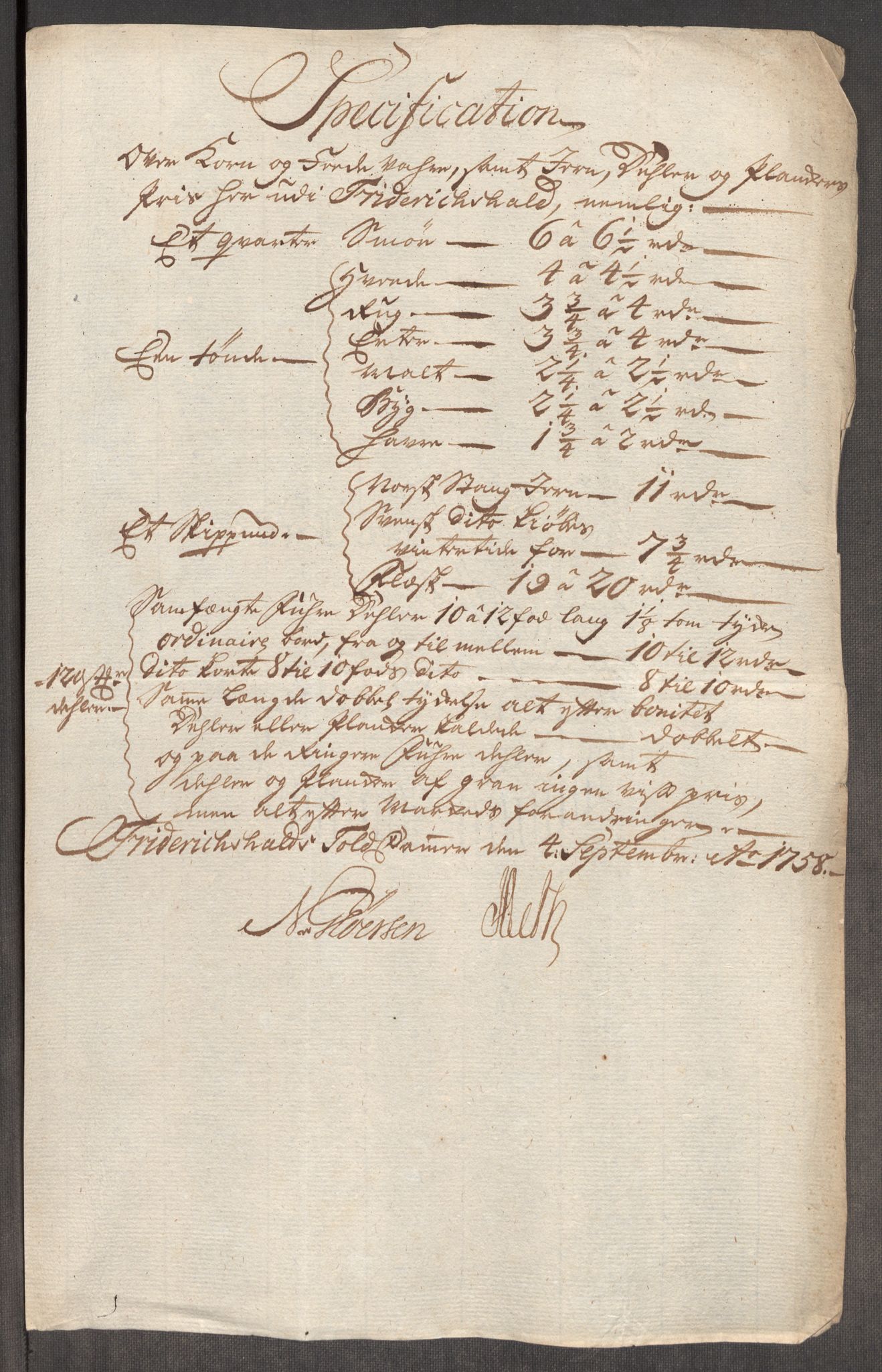 Rentekammeret inntil 1814, Realistisk ordnet avdeling, AV/RA-EA-4070/Oe/L0006: [Ø1]: Priskuranter, 1758-1760, p. 21