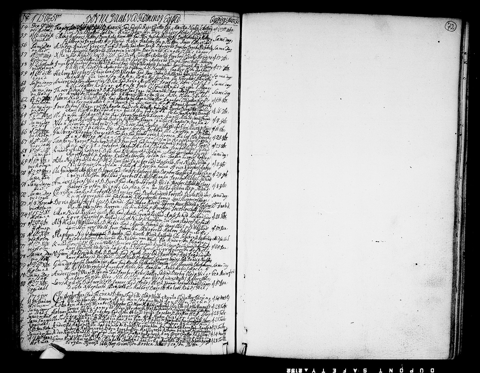 Sigdal kirkebøker, SAKO/A-245/F/Fa/L0001: Parish register (official) no. I 1, 1722-1777, p. 72