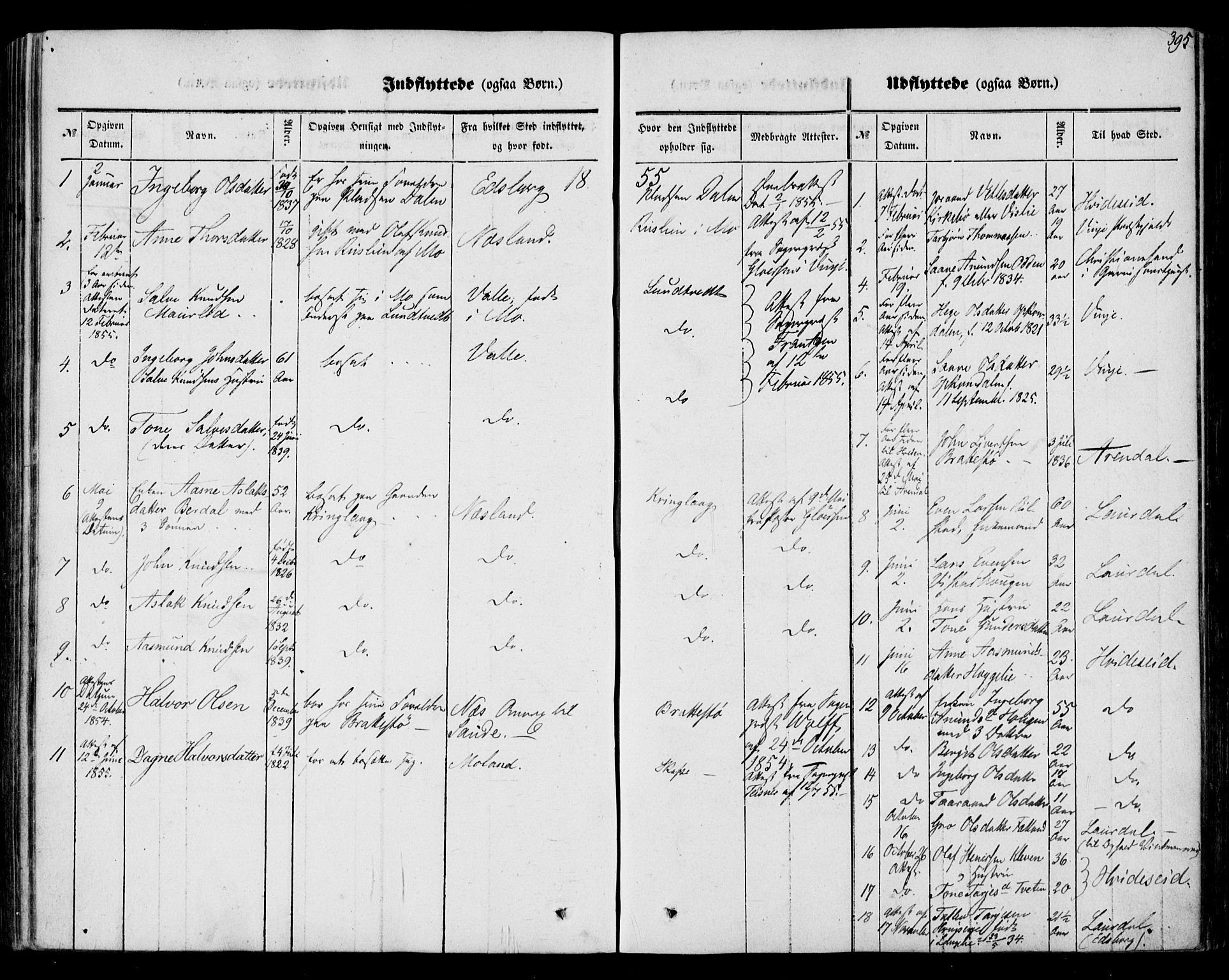 Mo kirkebøker, SAKO/A-286/F/Fa/L0005: Parish register (official) no. I 5, 1844-1864, p. 395