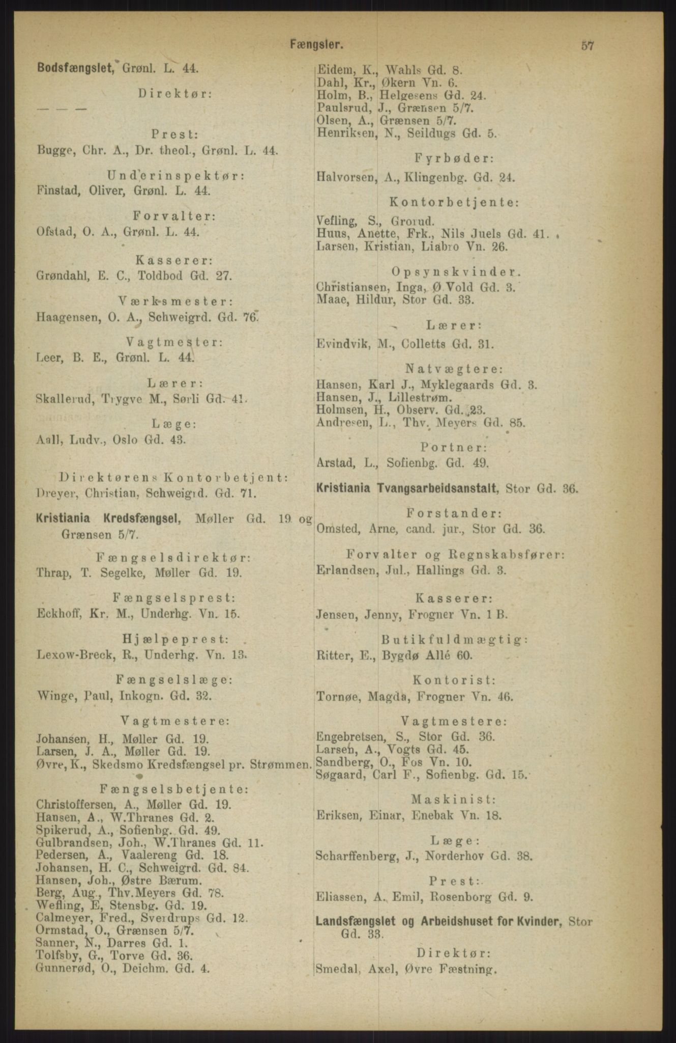 Kristiania/Oslo adressebok, PUBL/-, 1911, p. 57