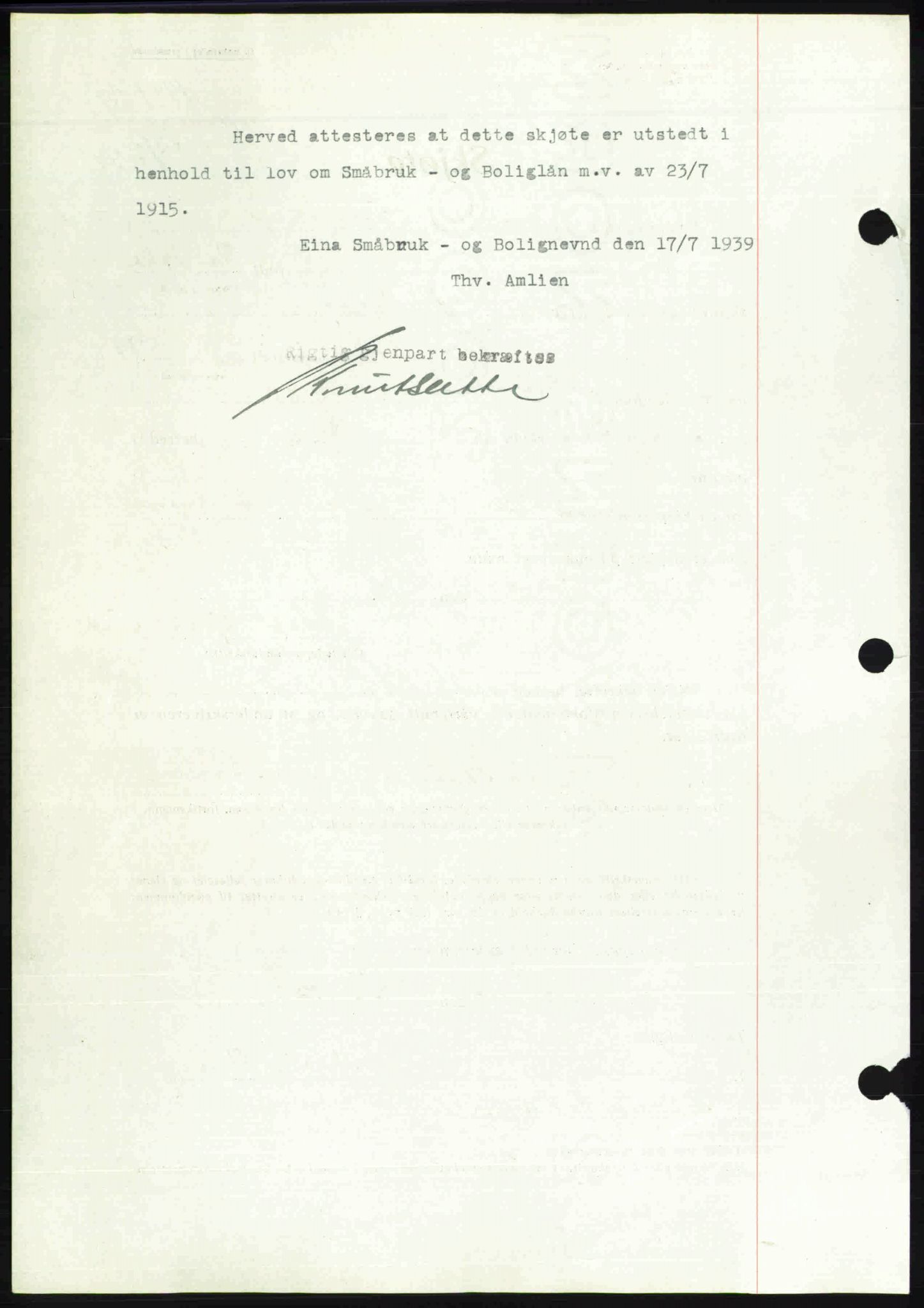 Toten tingrett, SAH/TING-006/H/Hb/Hbc/L0006: Mortgage book no. Hbc-06, 1939-1939, Diary no: : 1931/1939