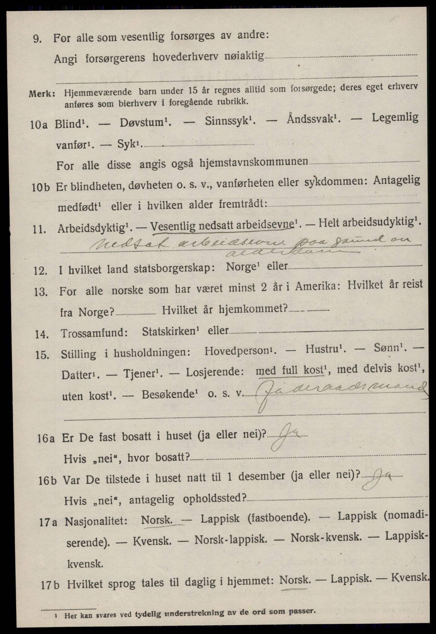 SAT, 1920 census for Hemne, 1920, p. 3997