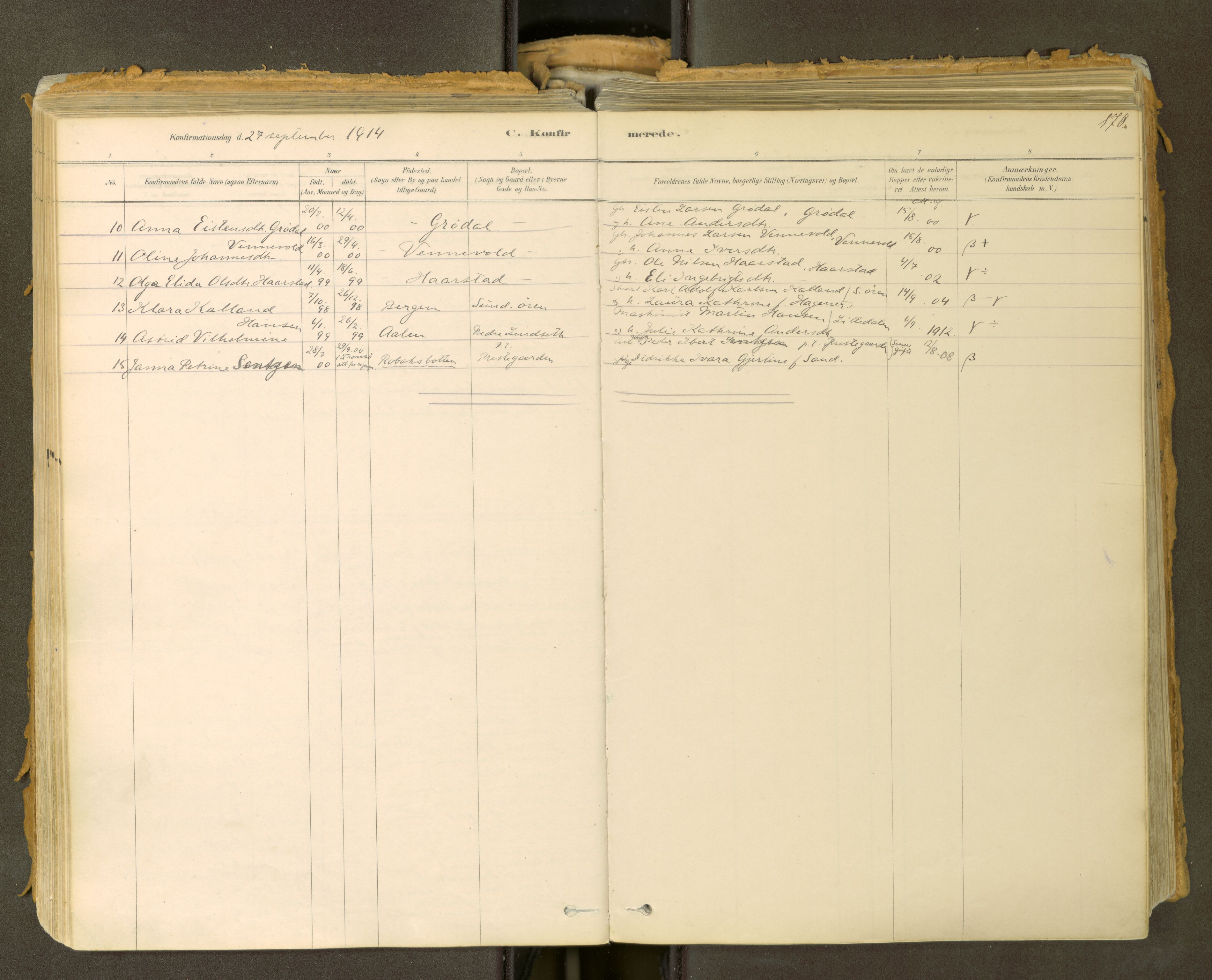 Sunndal sokneprestkontor, SAT/A-1085/1/I/I1/I1a: Parish register (official) no. 2, 1877-1914, p. 170